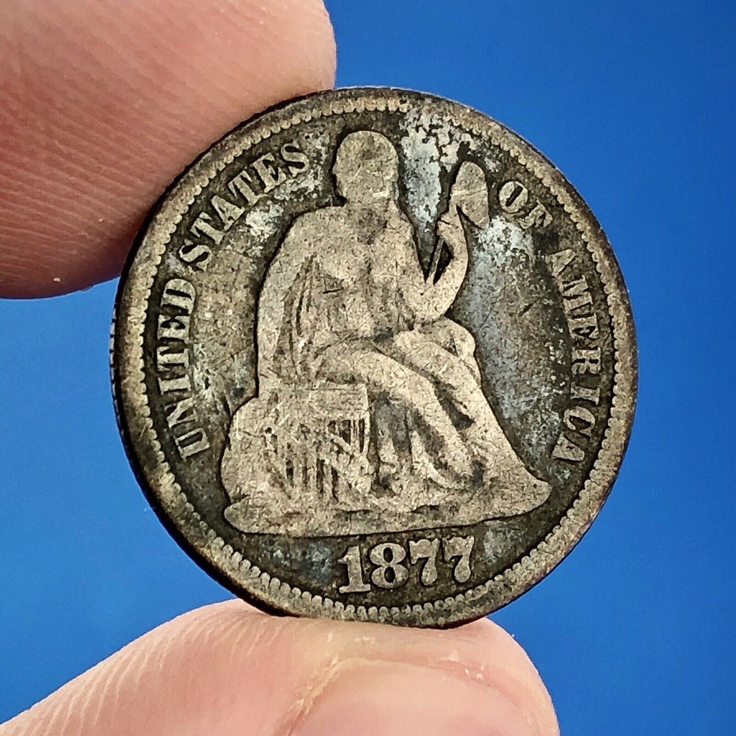 1877 P Silver Seated Liberty Dime 10c Better Key Scarce Philadelphia Mint Coin