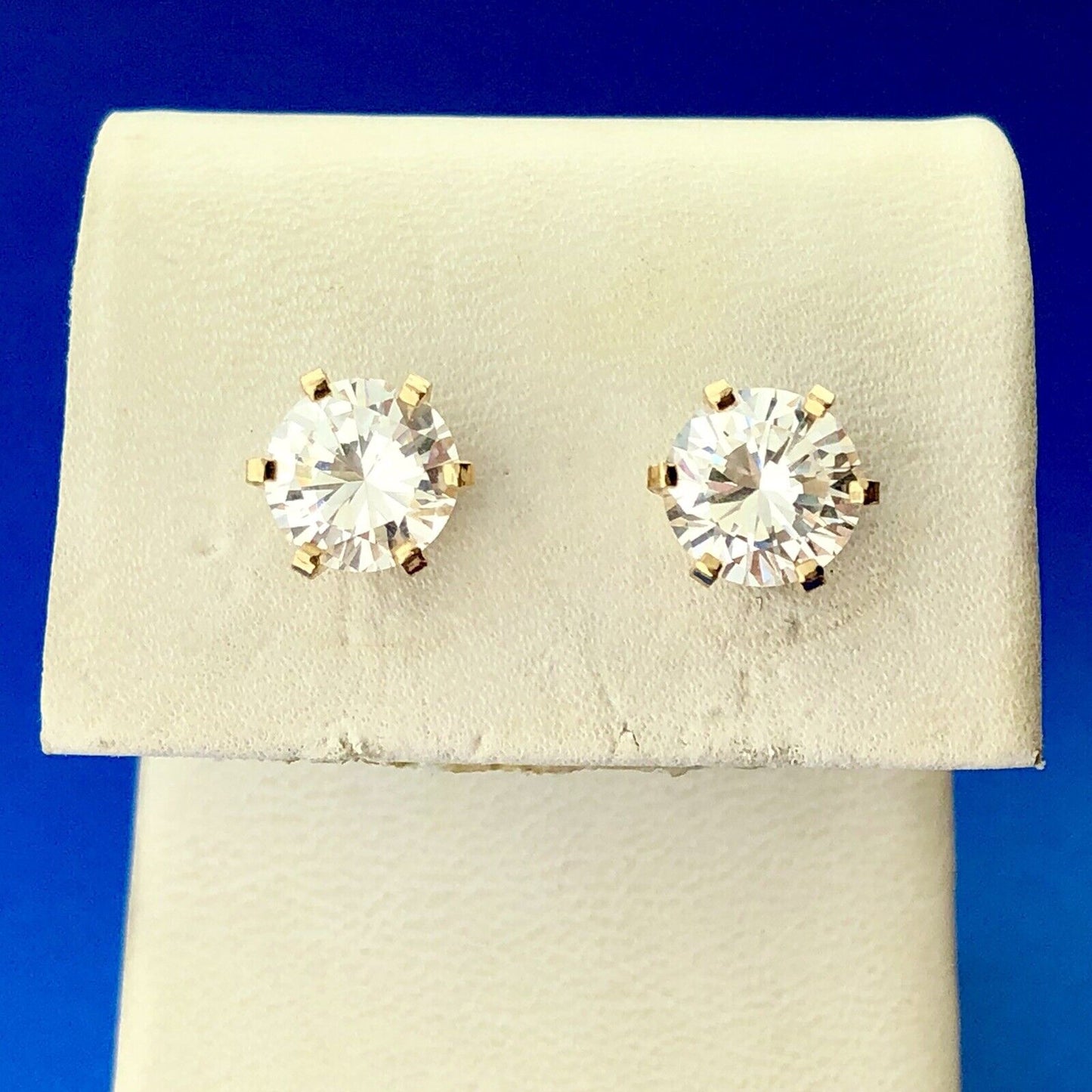14k Yellow Gold Ladies CZ Cubic Zirconia Stud Earrings 5.06 Carat ct