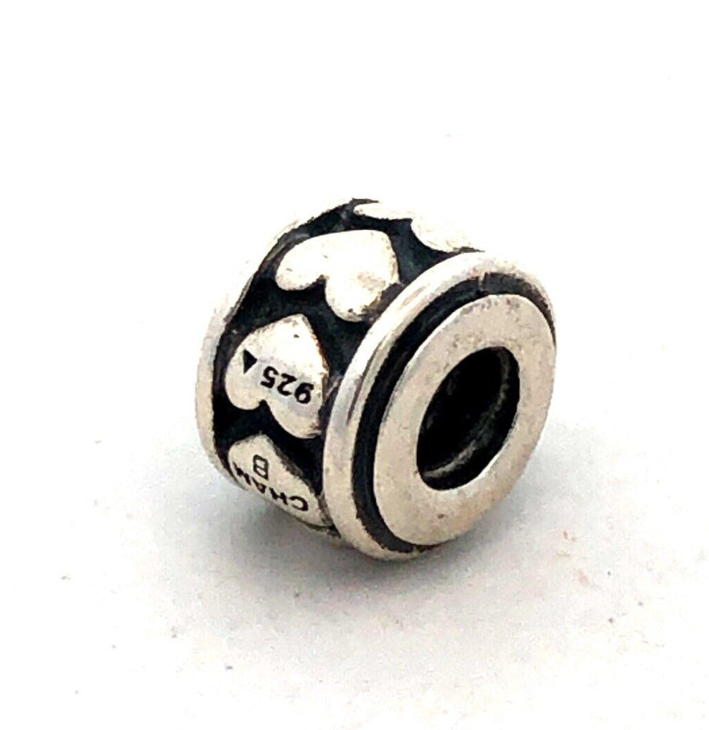 Designer CHAMILIA B 925 Sterling Silver Heart Love Valentines Bead Slide Charm