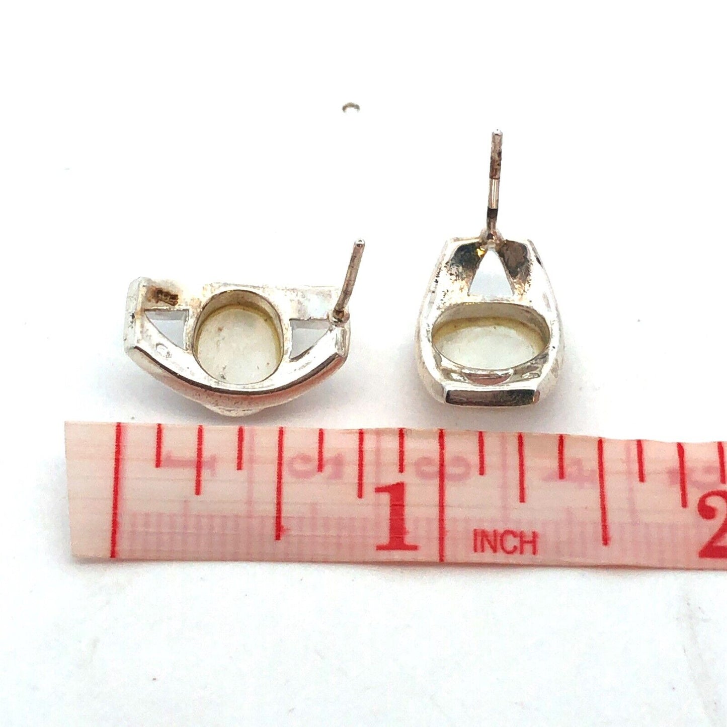 Designer 925 Sterling Silver Oval Mother of Pearl Drop Stud Earrings