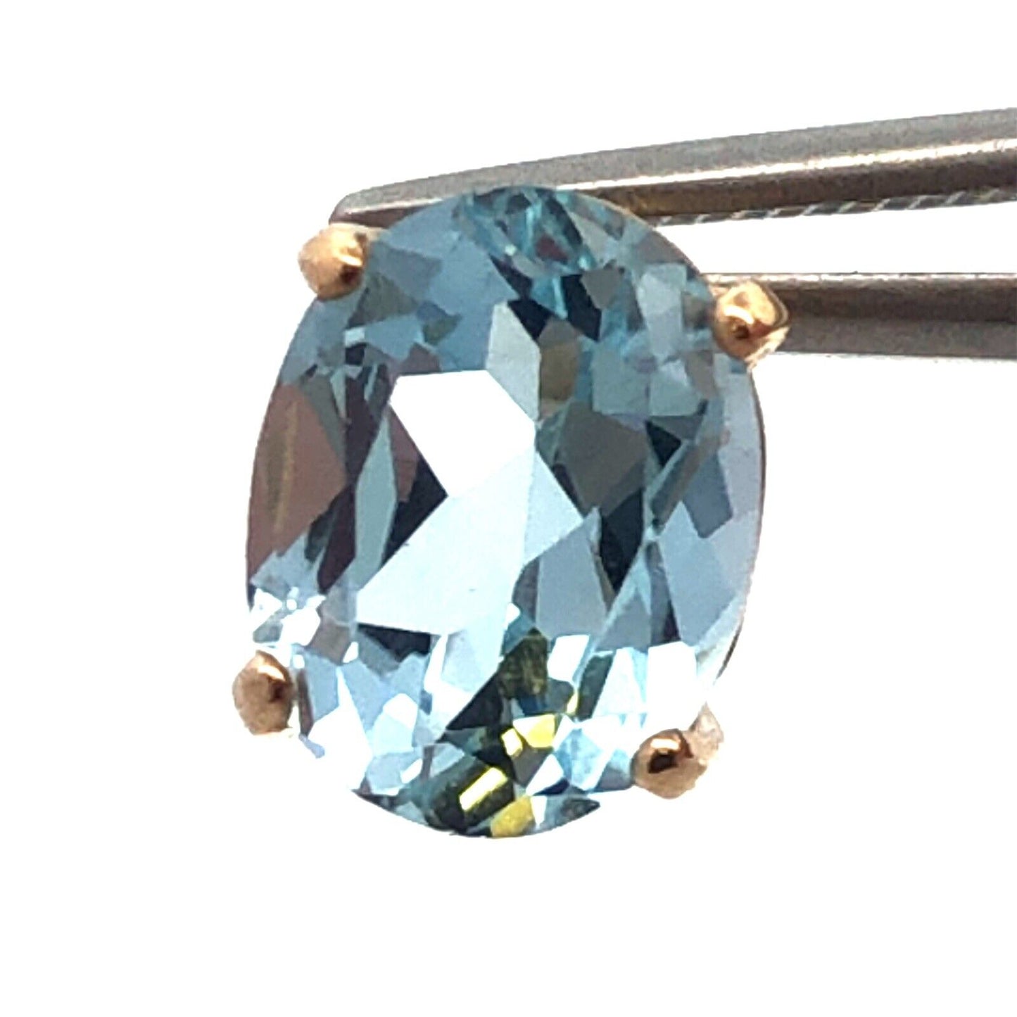 14K Yellow Gold Oval Blue Topaz Solitaire December Anniversary Stud Earrings