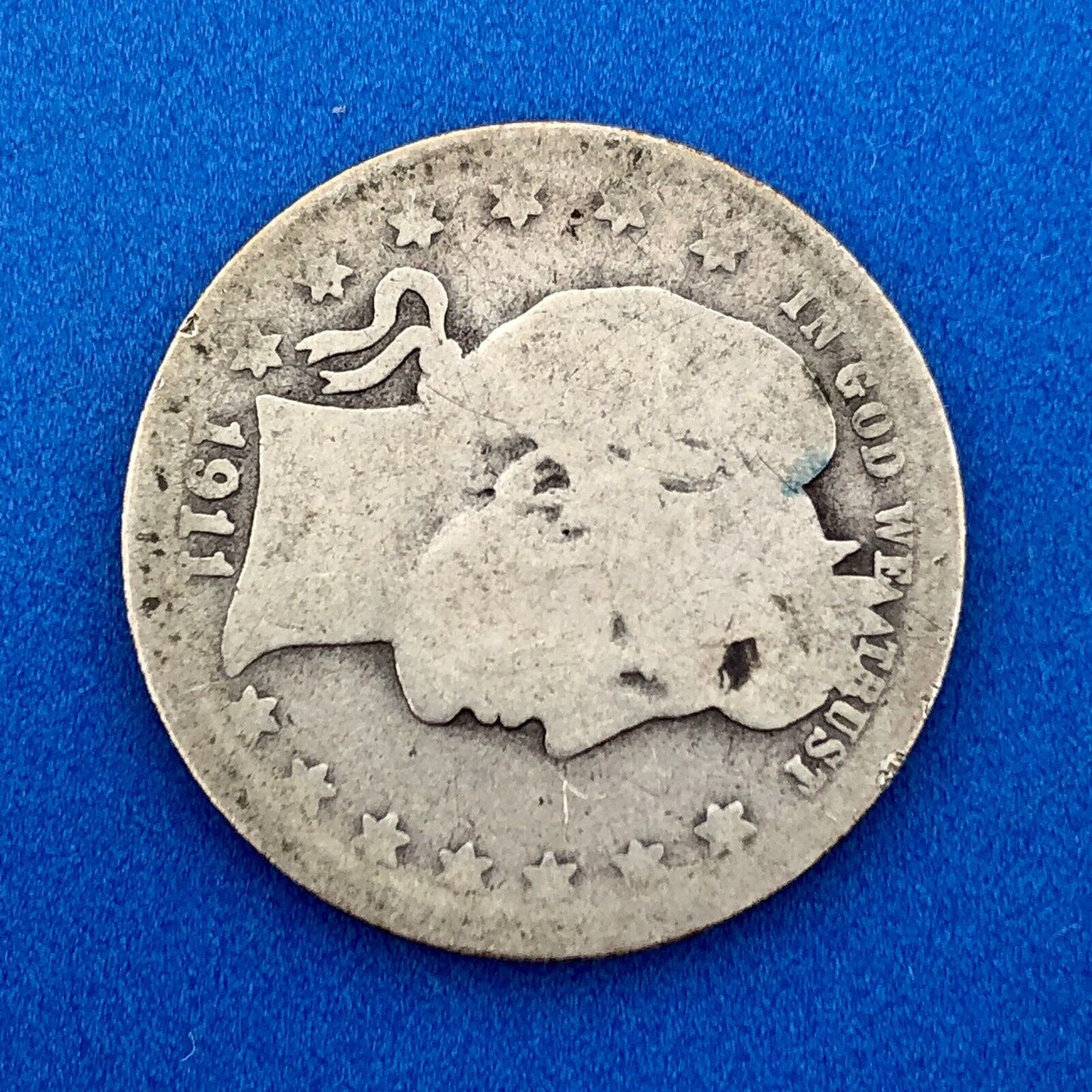 1911 D Silver Barber Quarter Better Key Date Denver Coin Rare Scarce