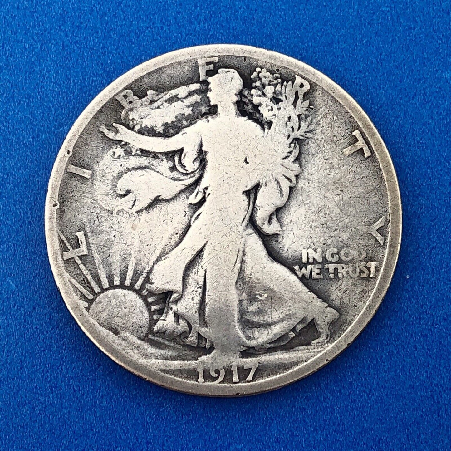 1917 S Reverse Silver Walking Liberty Half Dollar 50c Better Key San Fran Coin