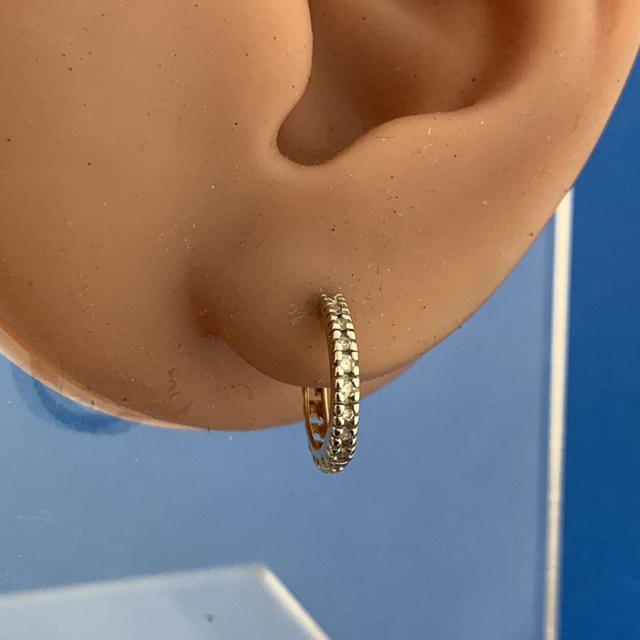Designer 14K Yellow Gold Diamond April Anniversary Birthday Huggy Hoop Earrings