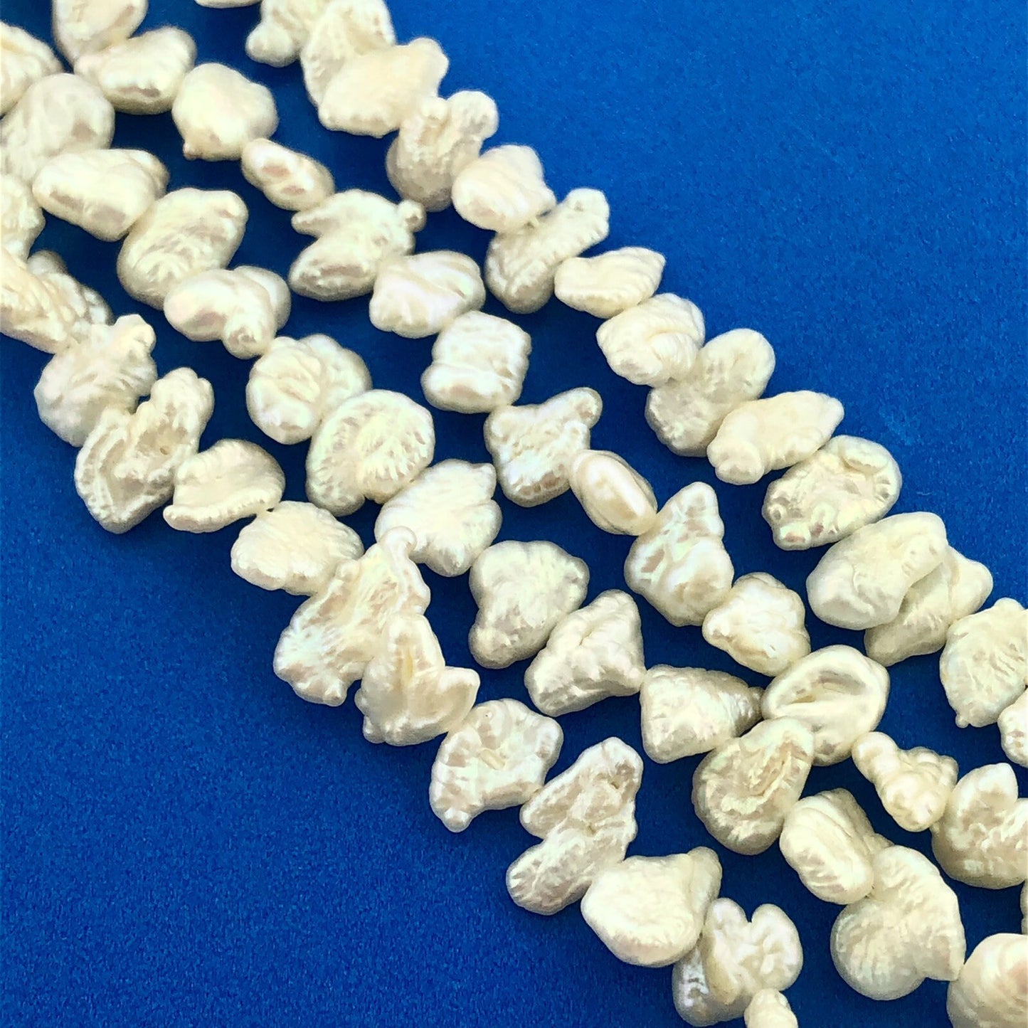 Gorgeous 14k White Gold Diamond Pearl & Keshi Pearl 4 Strand Statement Necklace