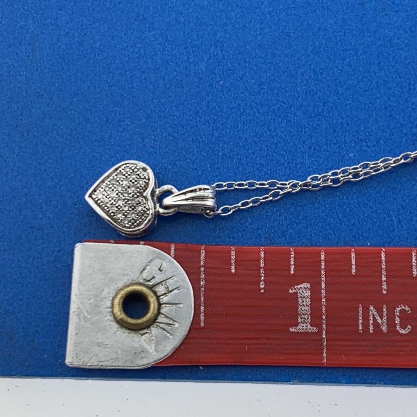Designer Italy 925 Sterling Silver Pave Diamond Petite Heart Pendant Necklace