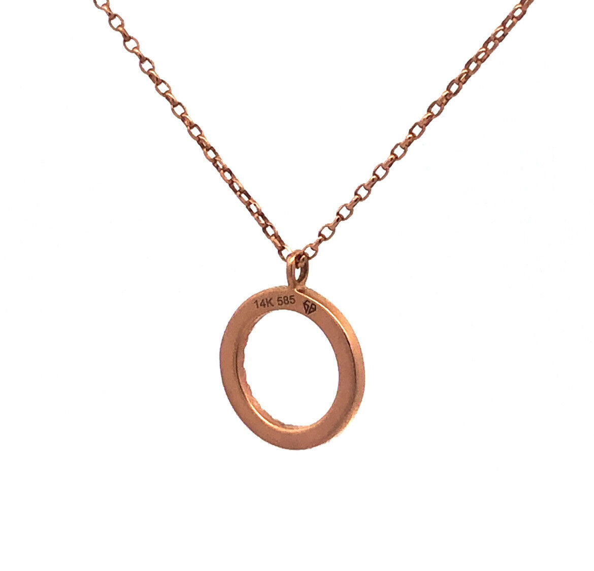 Designer 14K Rose Gold Diamond Infinity Eternity Circle Pendant Necklace