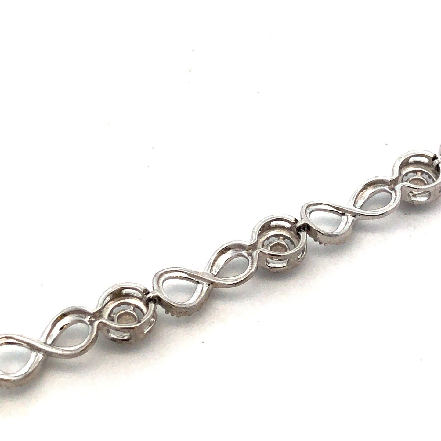 Designer JWBR 925 Sterling Silver Textured Infinity Anniversary Tennis Bracelet
