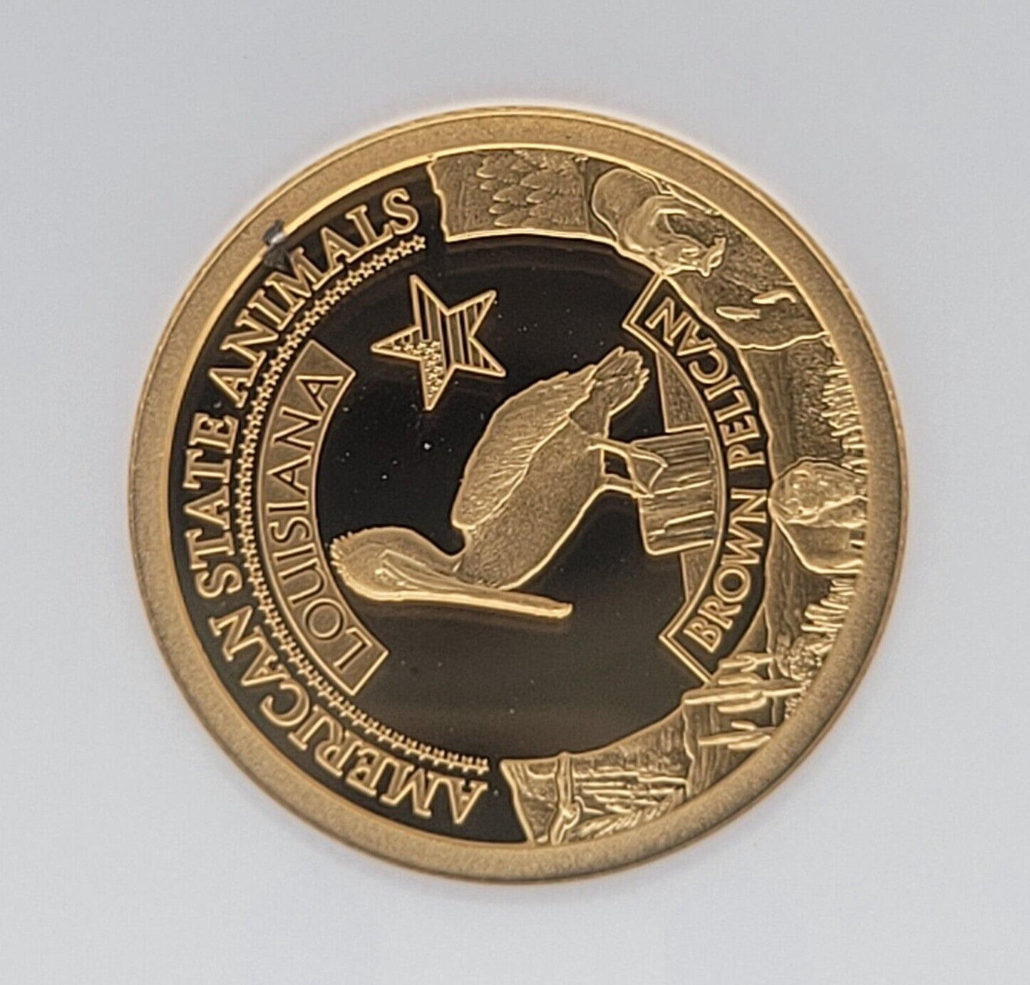 2021 $5 Cook Islands NGC PF70 Proof Cameo .999 Gold 1/2g Louisiana Brown Pelican