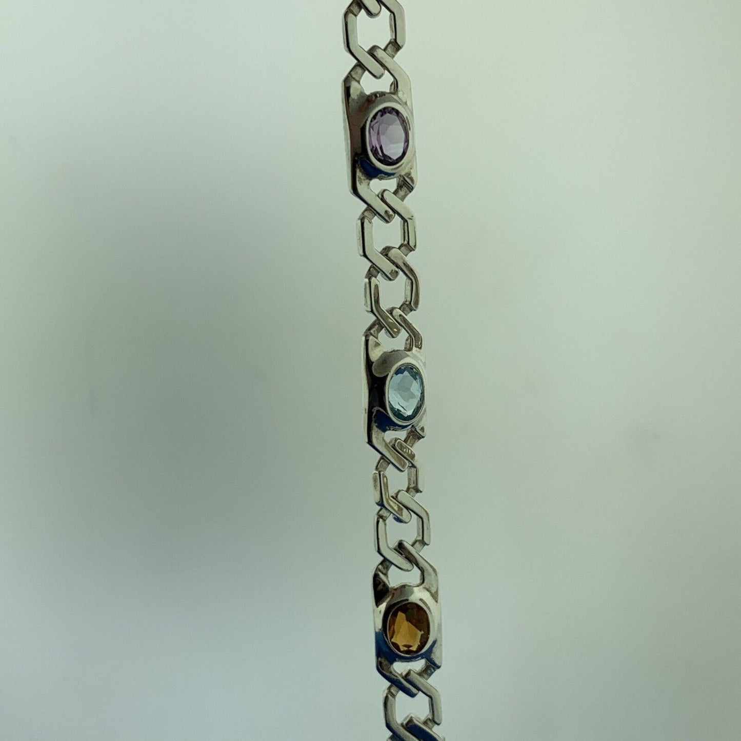 Designer 925 Sterling Silver Mixed Oval Gemstones Statement Tennis Bracelet