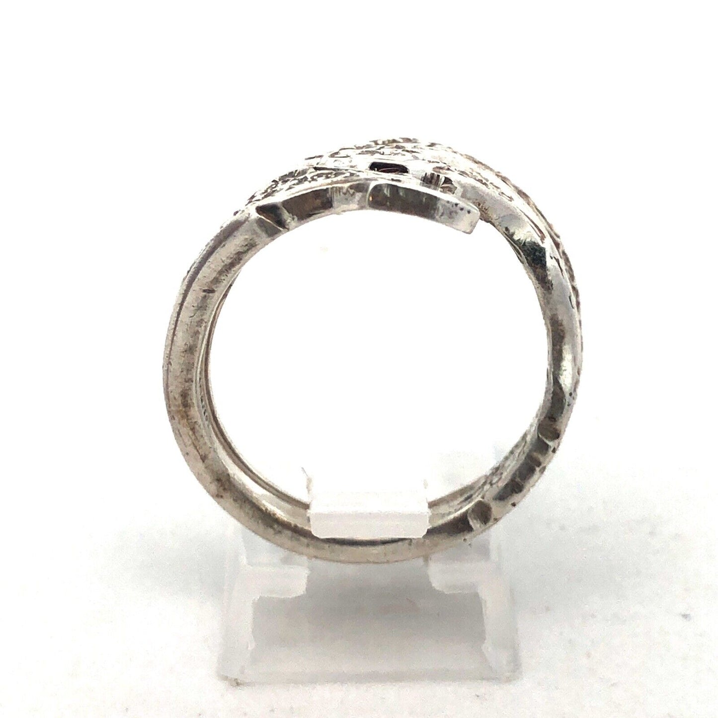 Vintage Designer 925 Sterling Silver Buttercup Flower Detail Spoon Bypass Ring