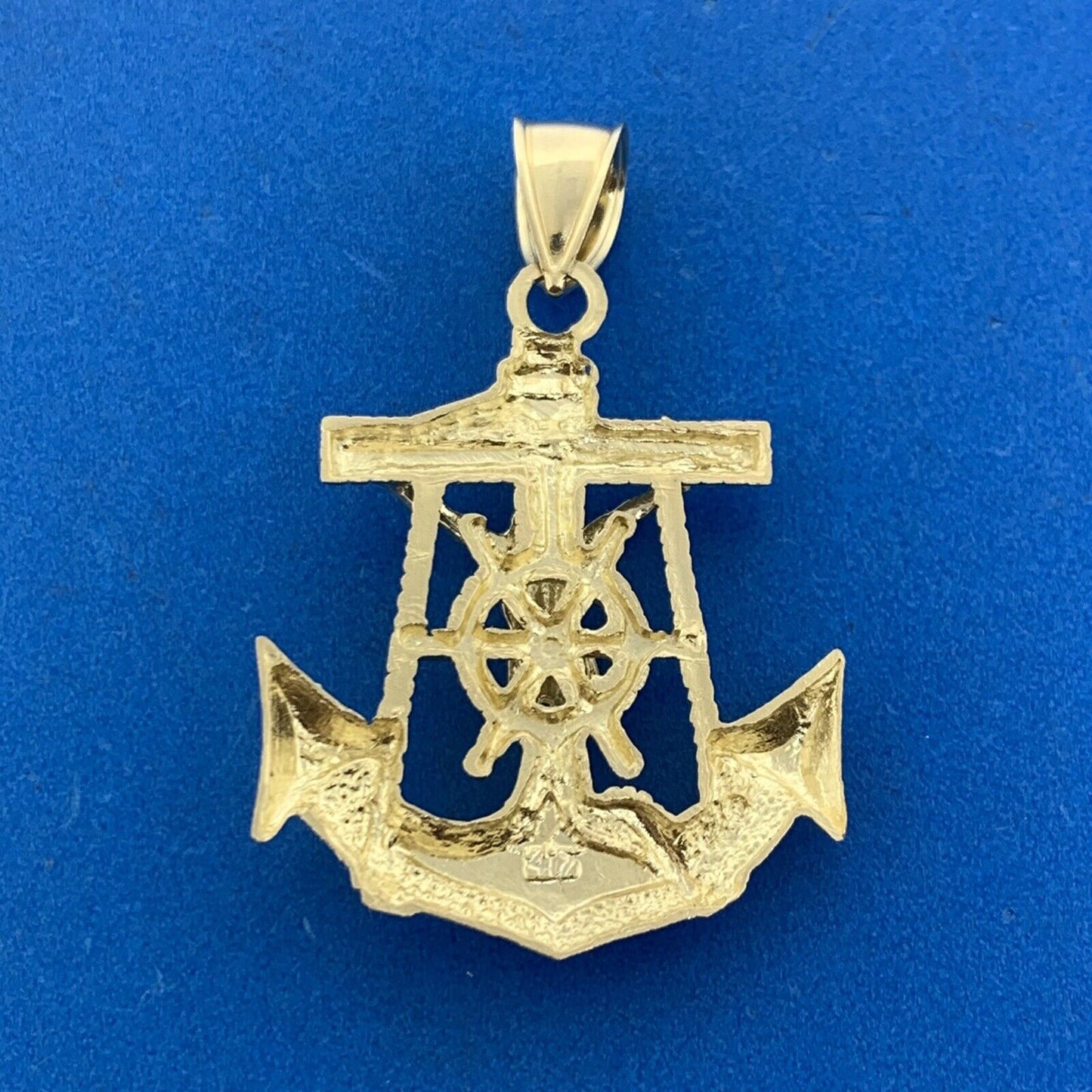 Designer 10K Yellow Gold Sailor's Cross Religious Sea Navy Statement Pendant