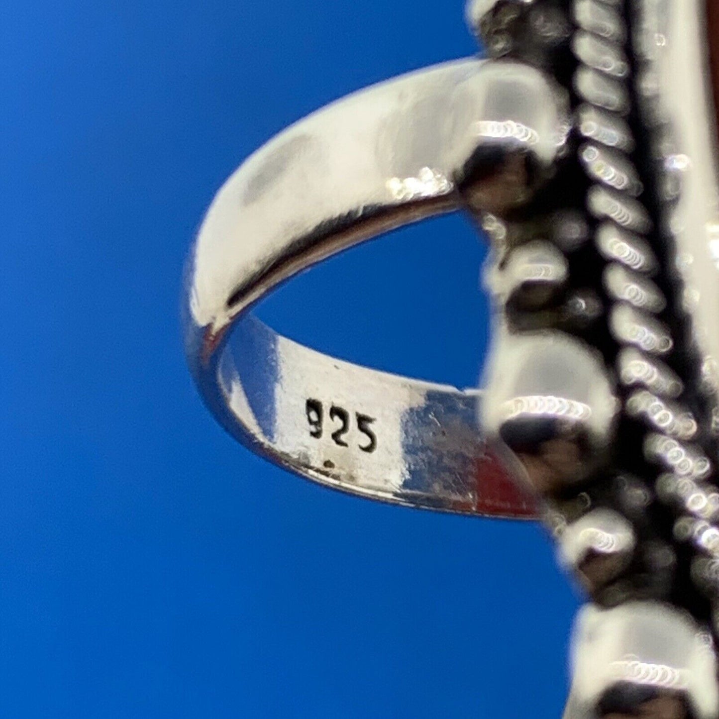 925 Sterling Silver Marquise Carnelian Cabochon Statement Finger Ring