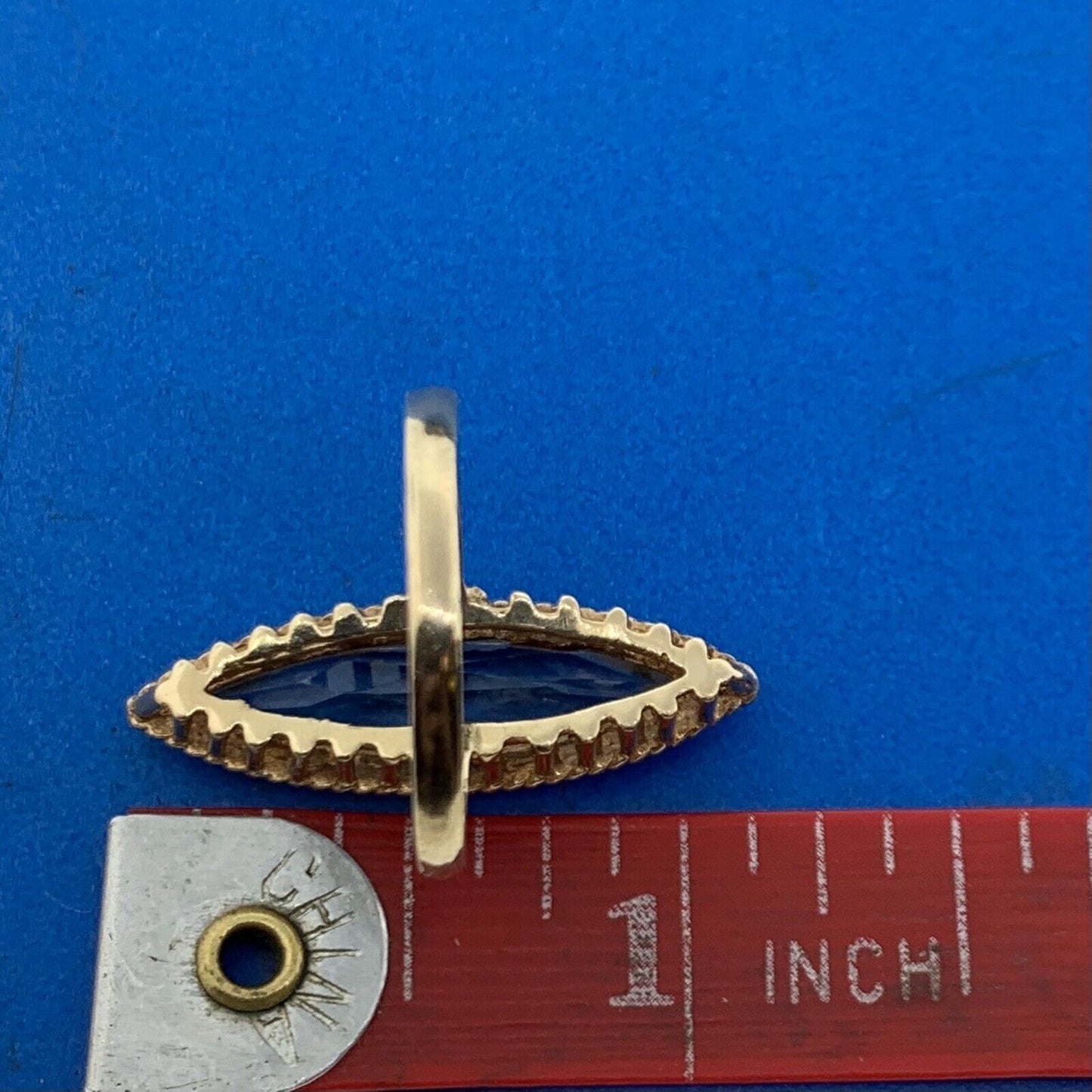 Esemco 10K Yellow Gold Marquise Prasiolite/Green Amethyst Statement Ring