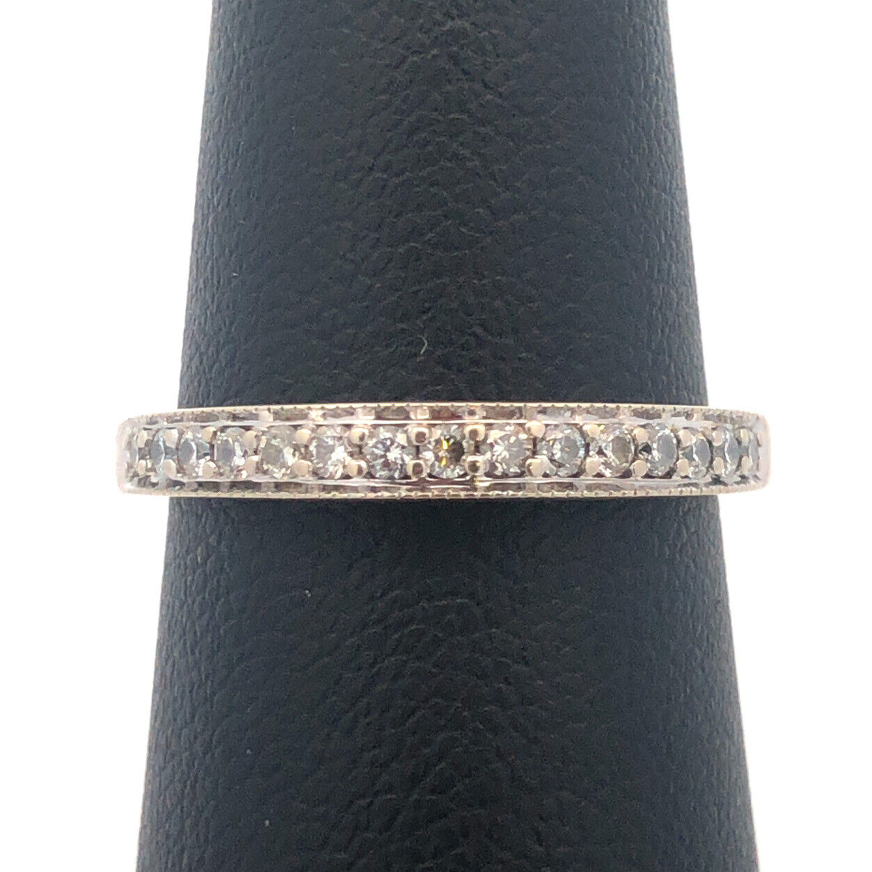 Designer NAJ 14K White Gold Diamond Wedding Anniversary Size 6.5 Band Ring