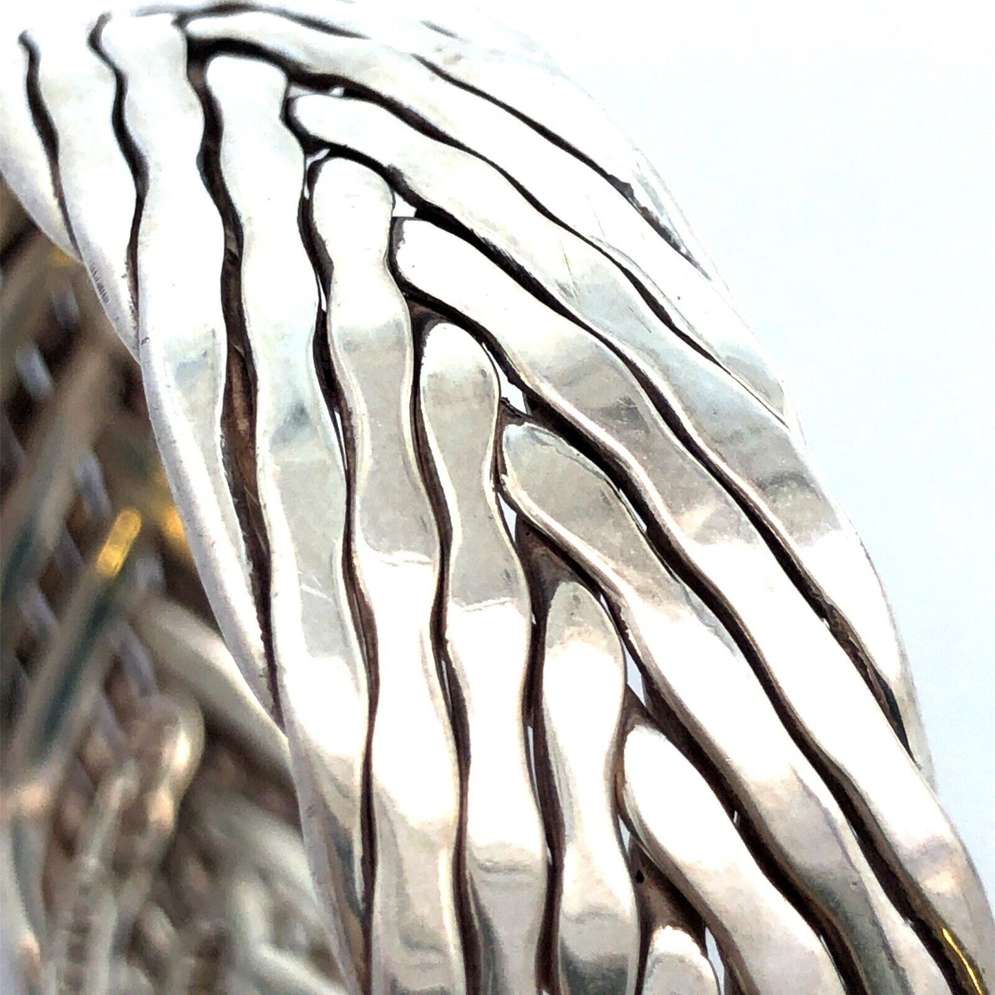 925 Sterling Silver Taxco TE-51 Mexico Braided Woven Statement Cuff Bracelet