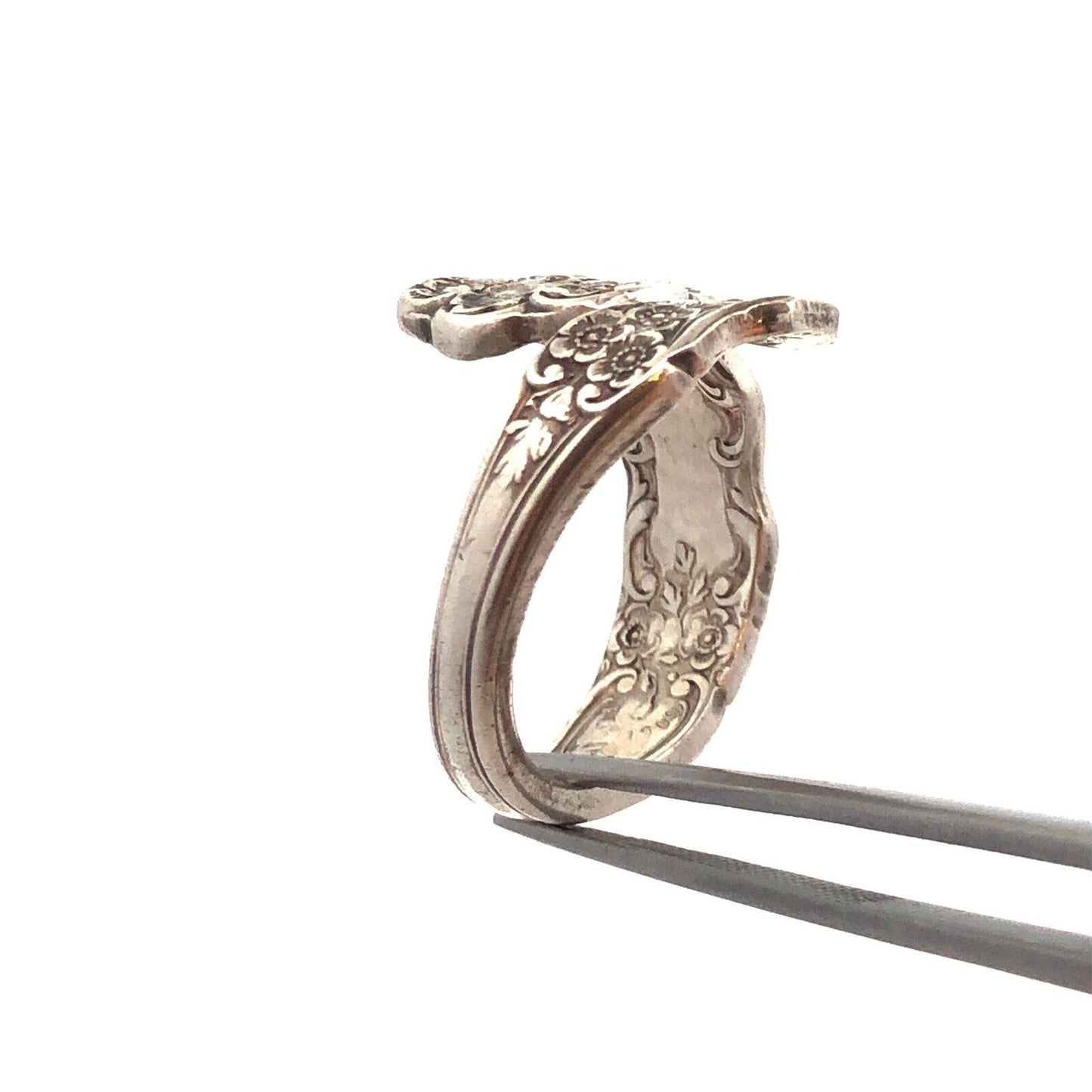 Vintage Designer 925 Sterling Silver Buttercup Flower Detail Spoon Bypass Ring