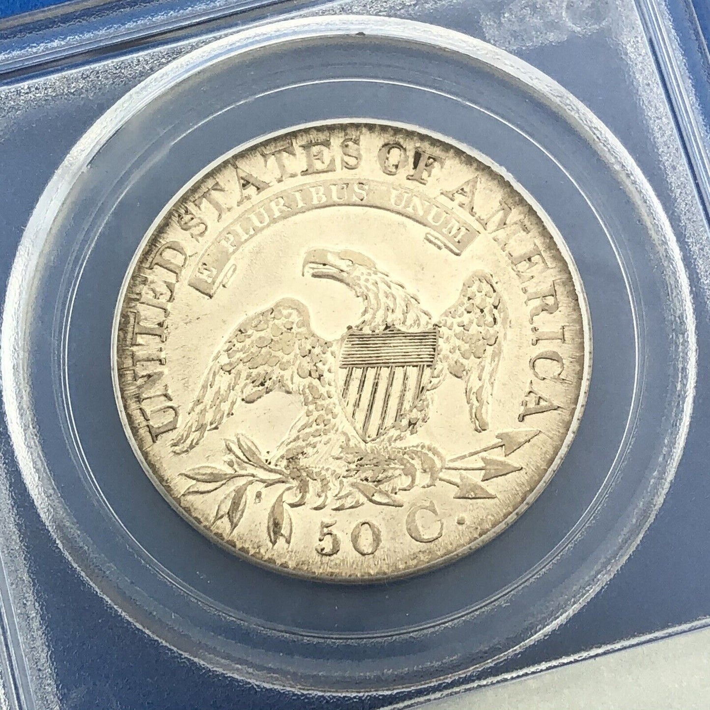 1827 Capped Bust Silver Half Dollar 50c Square Base 2 PCGS AU53 Early US Coin