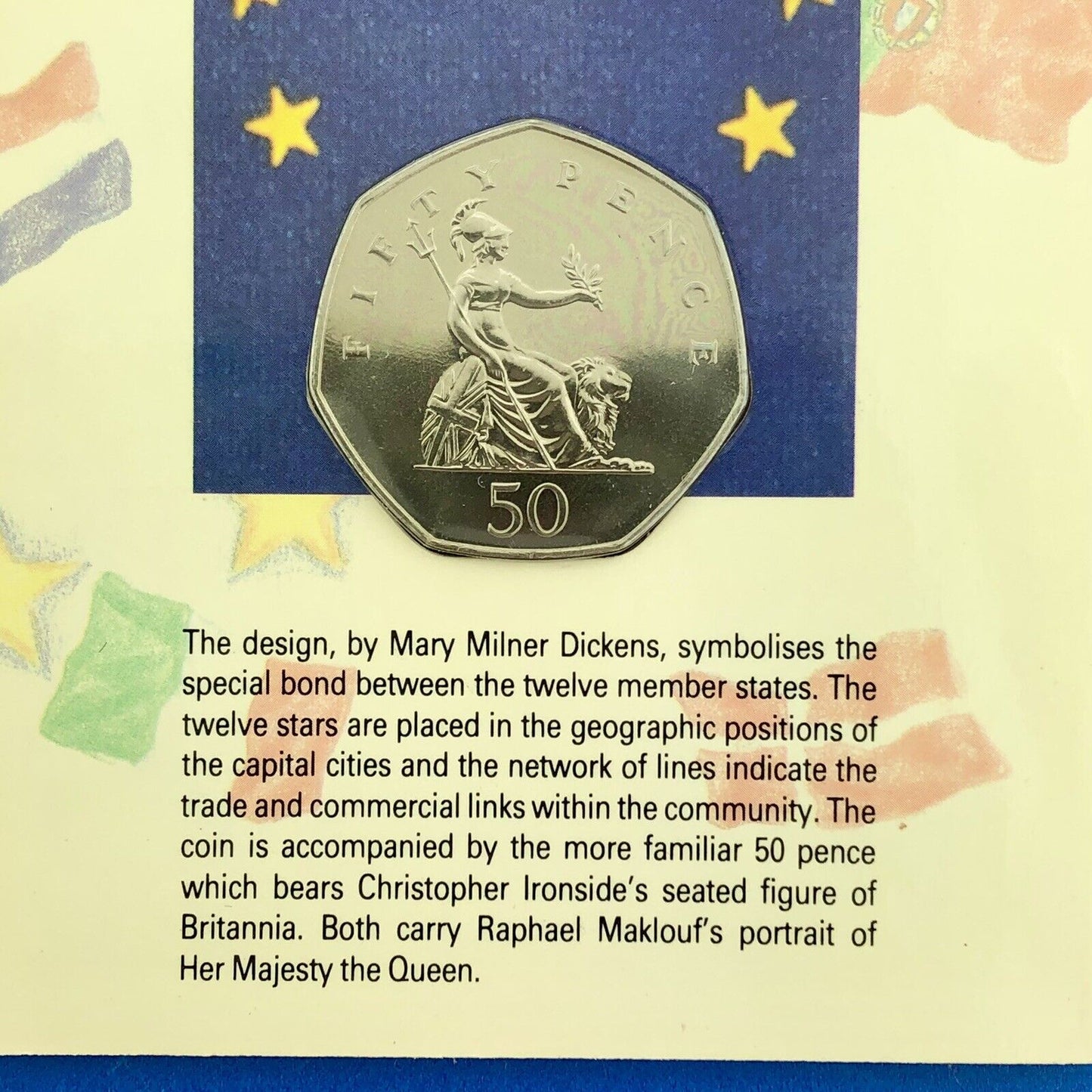 1992 1993 COMMEMORATIVE FIFTY PENCE ISSUE EUROPE IN ORIGINAL SEALED CASE