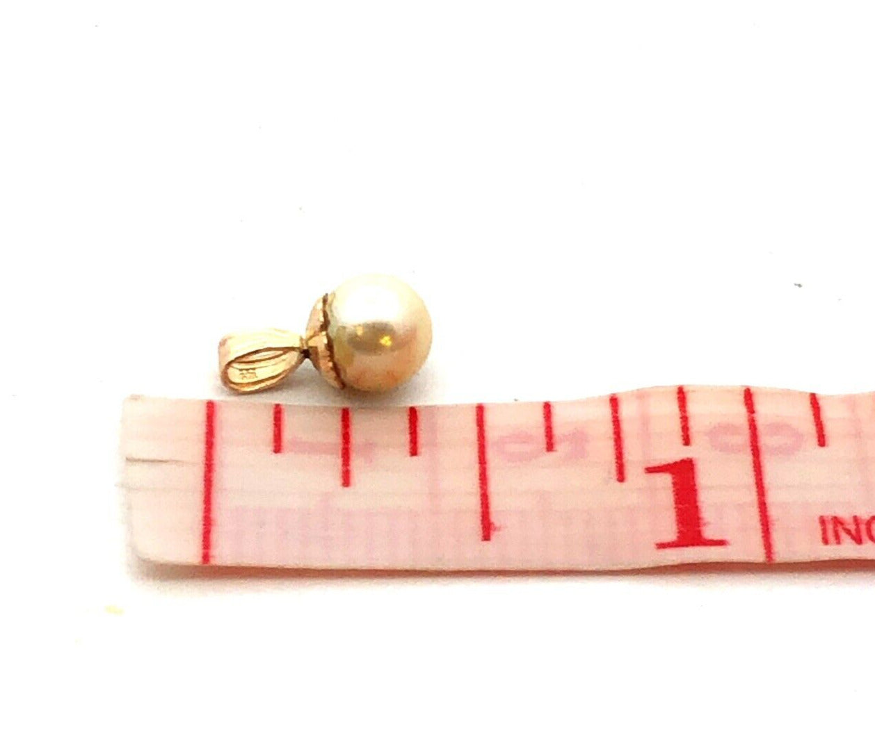 Designer 14K Yellow Gold Round Pearl Solitaire Charm Pendant