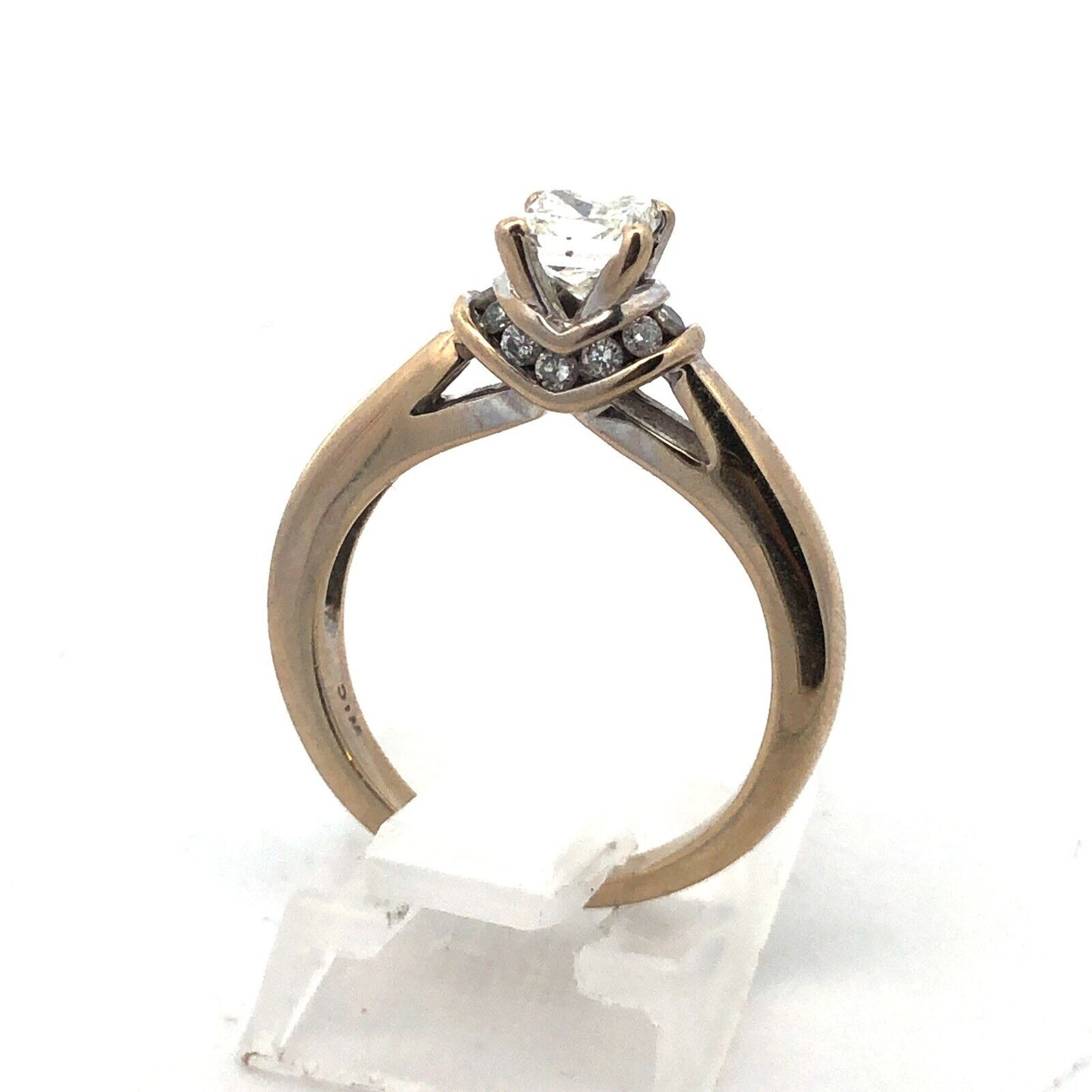 14K White Gold Princess Diamond Center Accented Size 7. 25 Engagement Ring