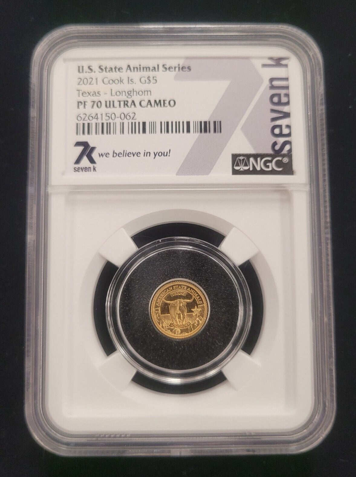 2021 $5 Cook Islands NGC PF70 Proof Ultra Cameo 1/2g .999 Gold Texas Longhorn