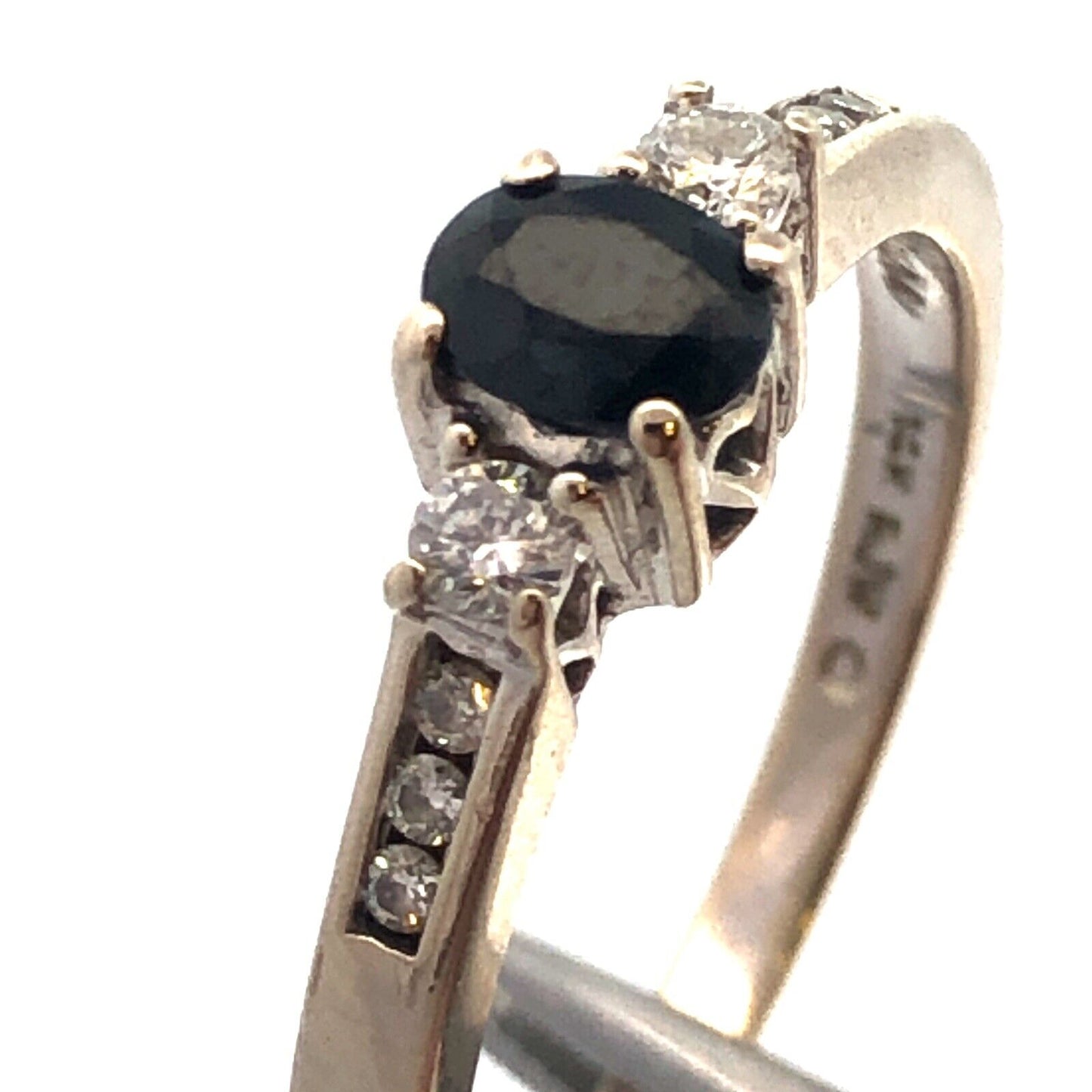 RJW 14K White Gold Oval Sapphire Diamond Past Present Future Anniversary Ring
