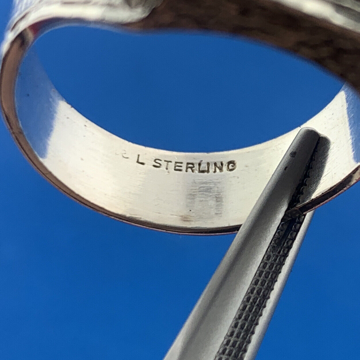 Retro Designer 925 Sterling Silver Grapevine Mens Statement Rectangle Dome Ring