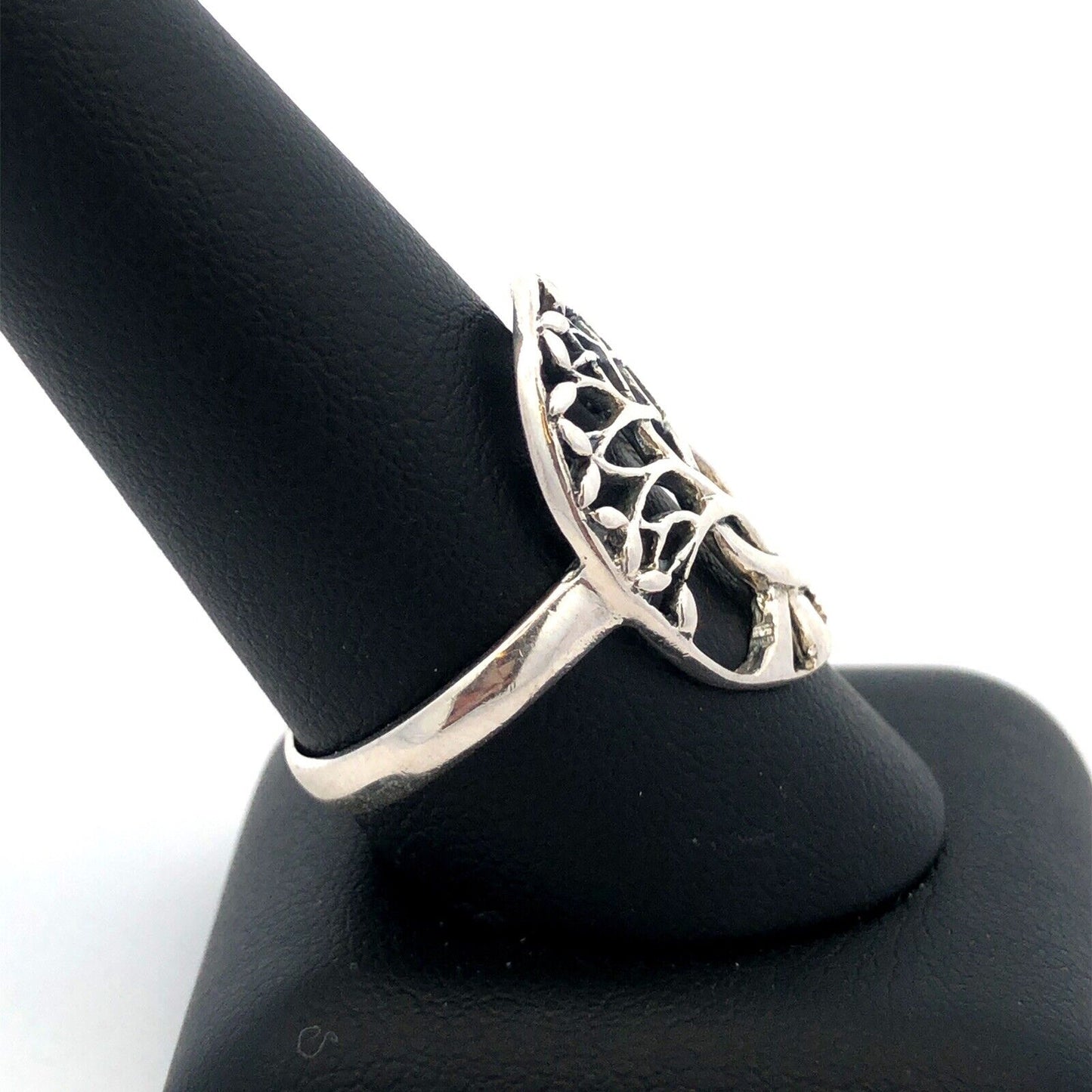925 Sterling Silver Vintage Tree of Life Nature Modernist Oval Statement Ring