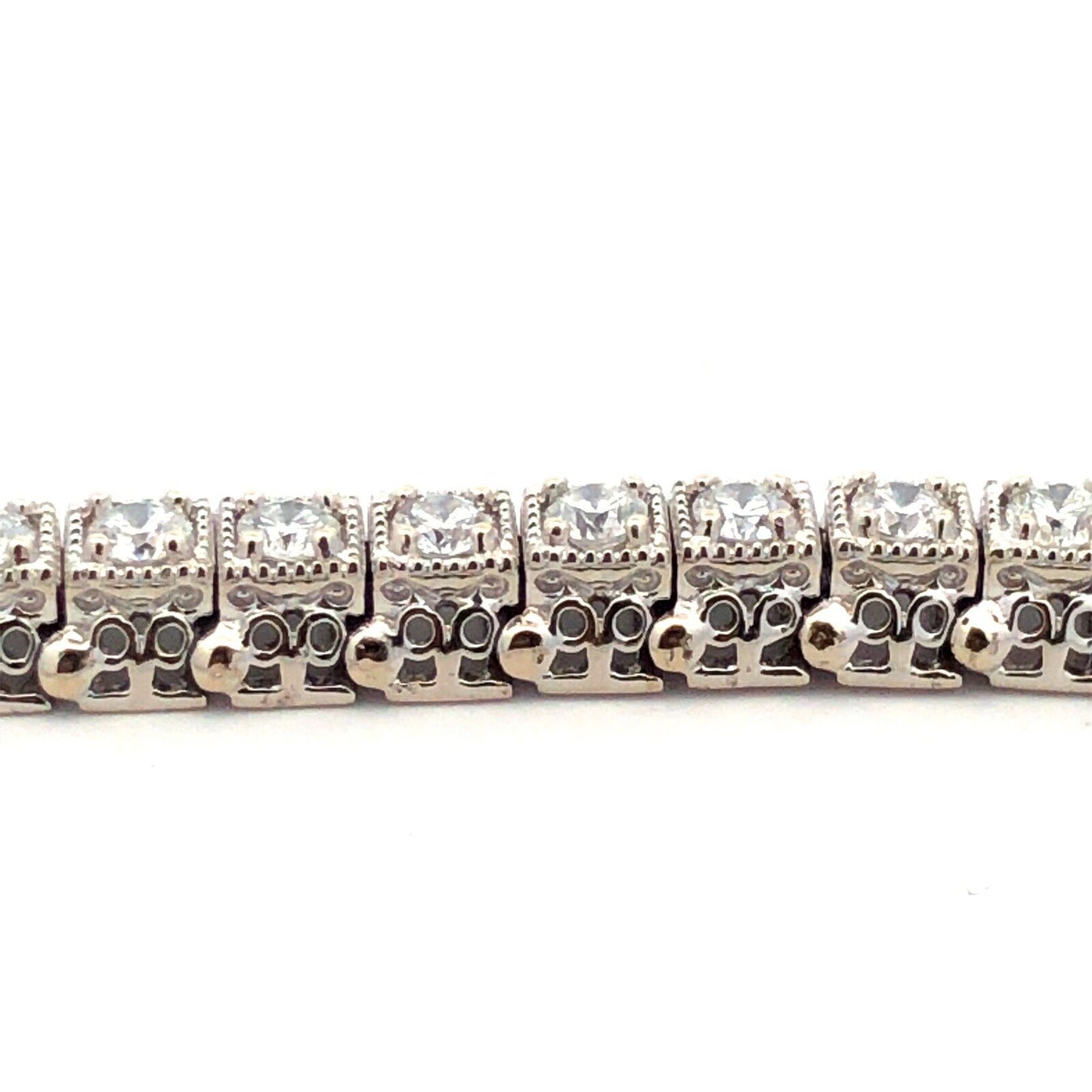Designer 14K White Gold Round Diamond Open Work Statement Tennis Bracelet