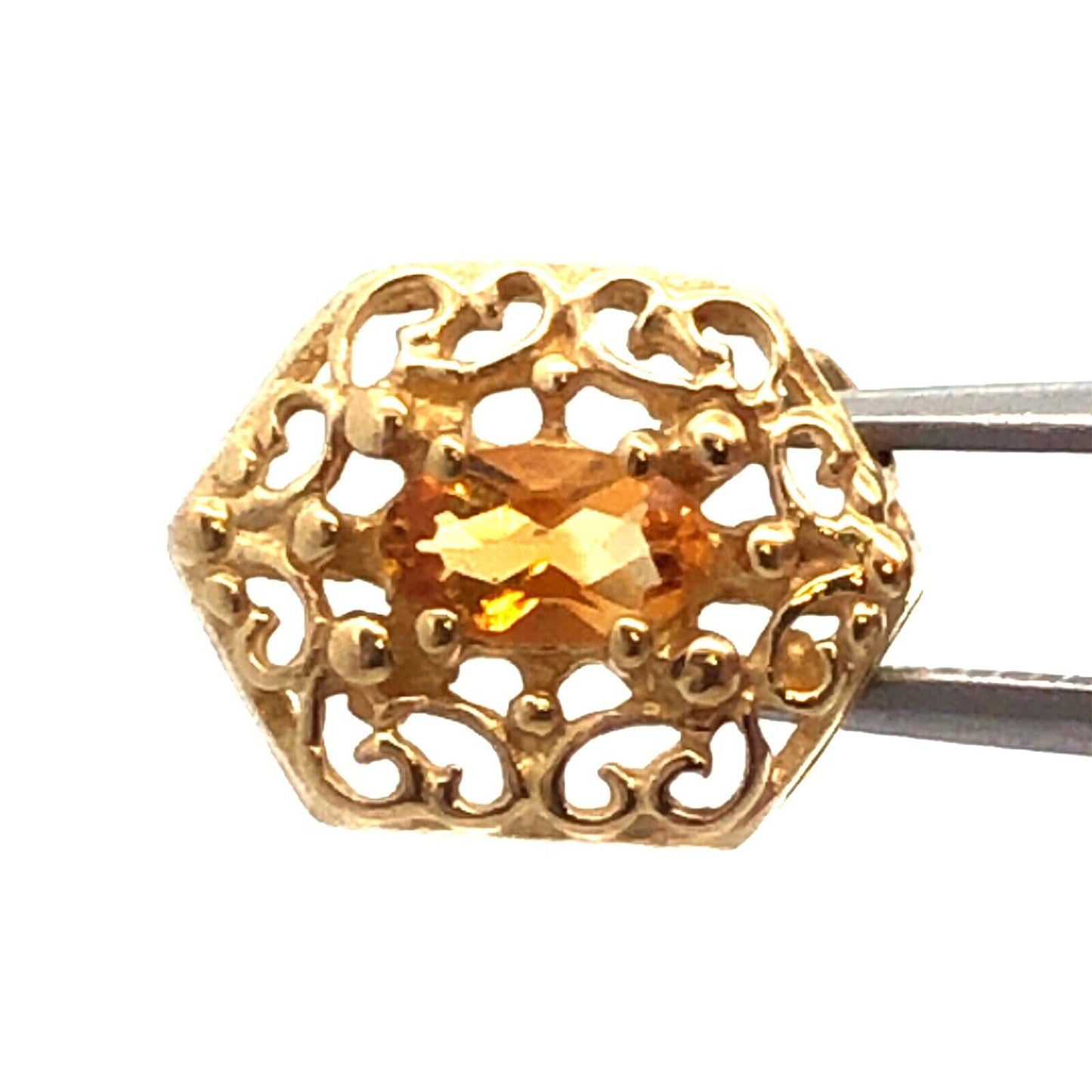 Designer 10K Yellow Gold Oval Citrine November Anniversary Slide Bracelet Charm