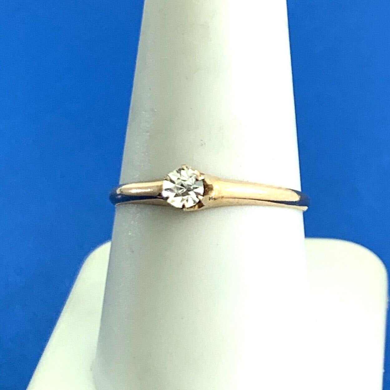 Estate Robin Hood 10K Rose Gold Cubic Zirconia Solitaire Engagement Promise Ring