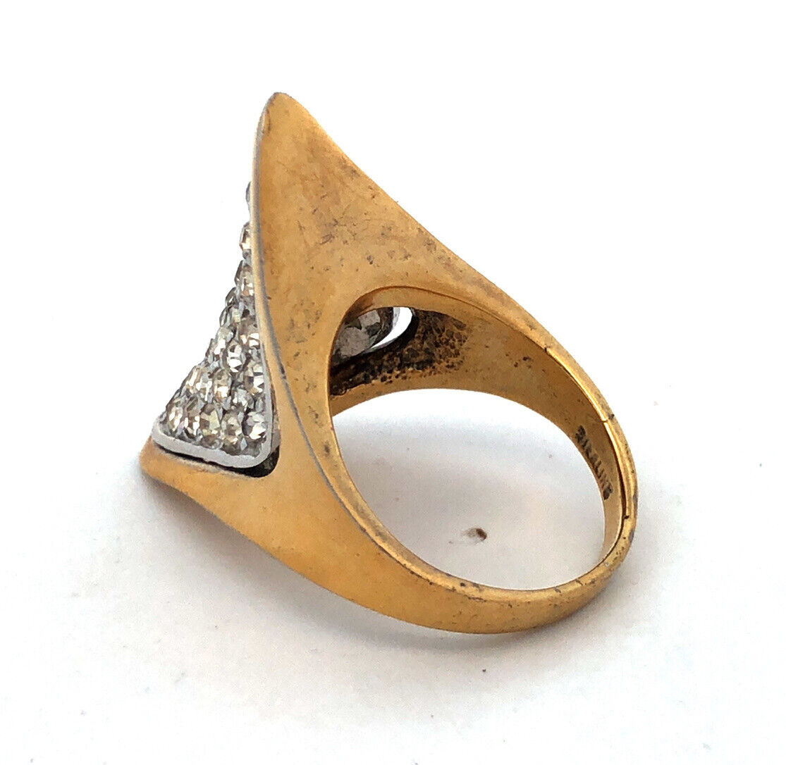 925 Sterling Silver Vermeil Designer Panetta Round Cubic Zirconia Modernist Ring