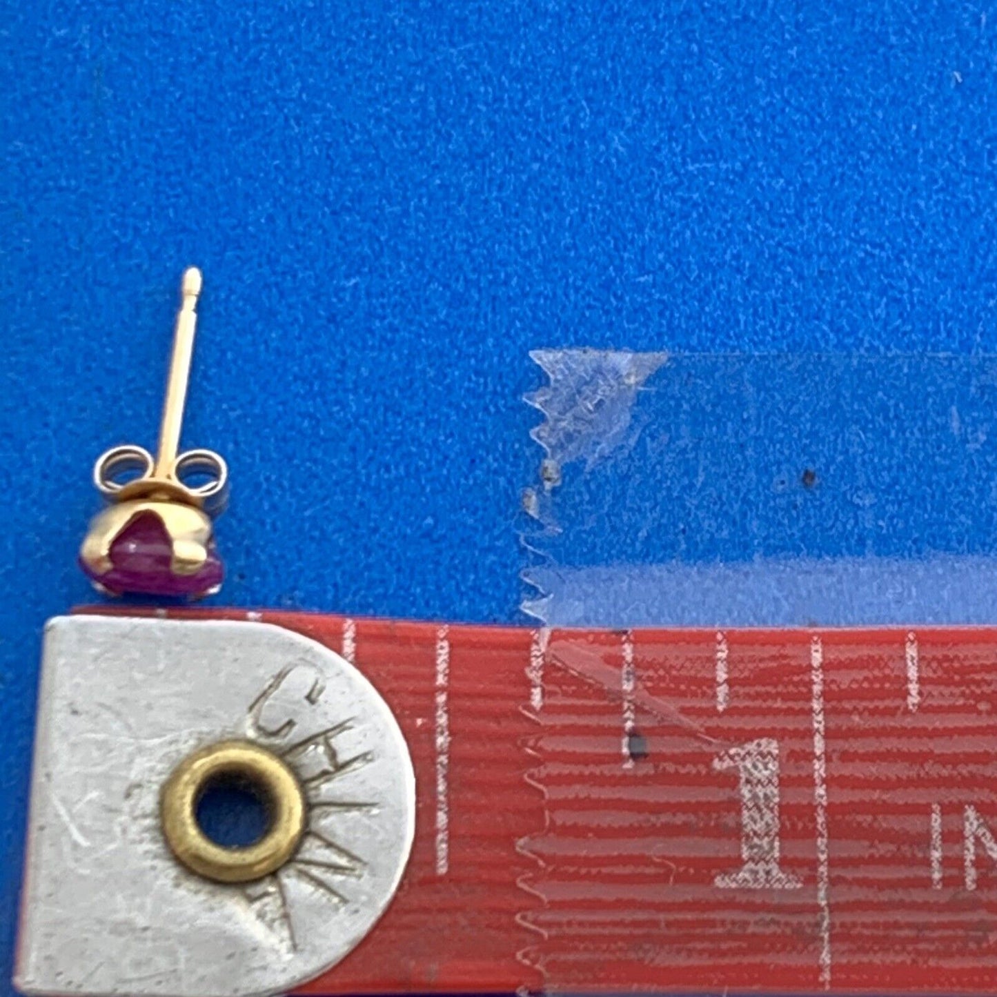 Designer 14K Yellow Gold Oval Ruby Stud Earrings