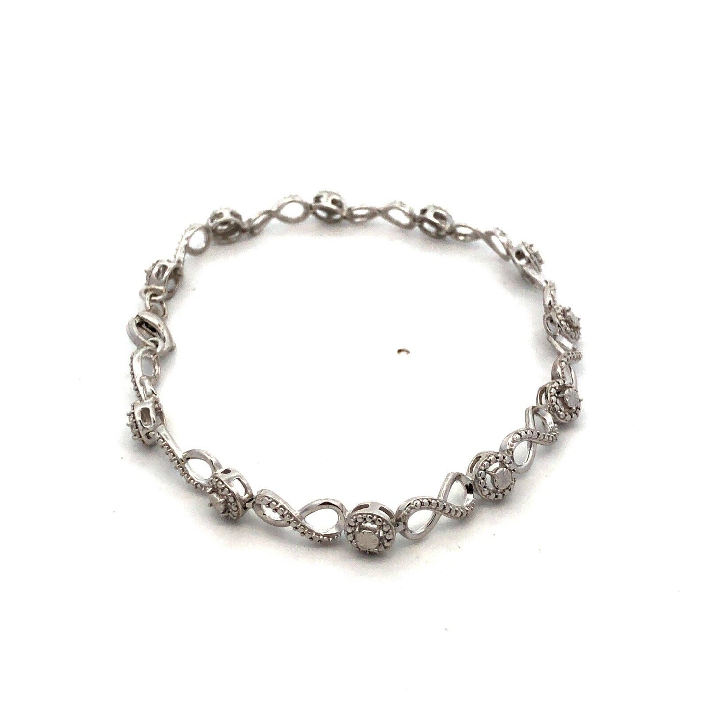 Designer JWBR 925 Sterling Silver Textured Infinity Anniversary Tennis Bracelet
