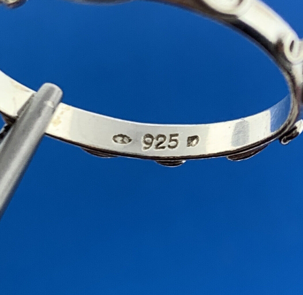 Designer 925 Sterling Silver White Topaz Scroll Design Stackable Band Ring