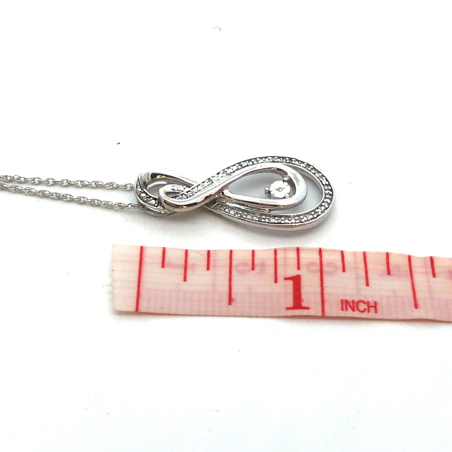 Designer 925 Sterling Silver Round Diamond Infinity Anniversary Pendant Necklace