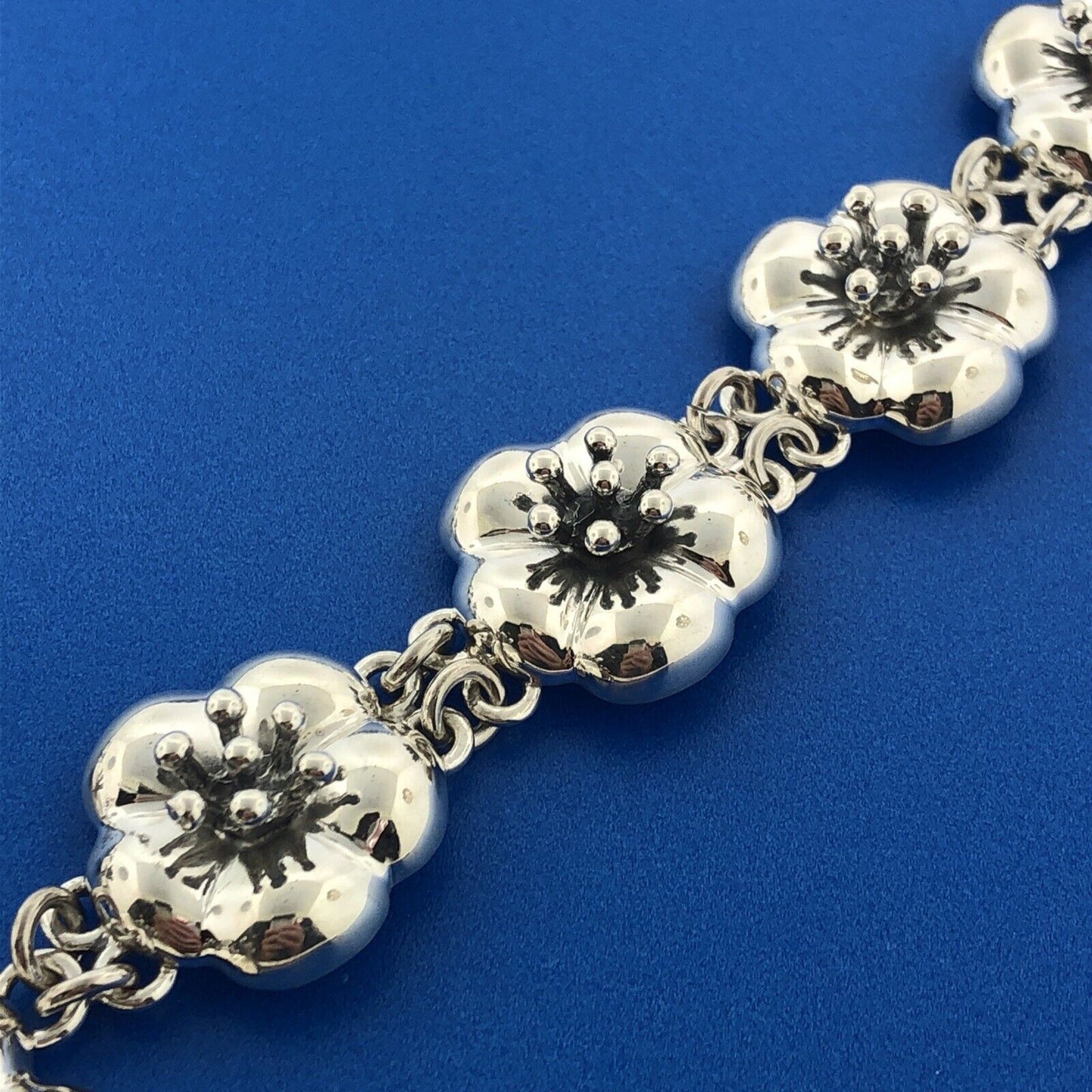 Designer GIL Mexican Sterling Silver 925 Floral Poppy Adjustable Toggle Necklace