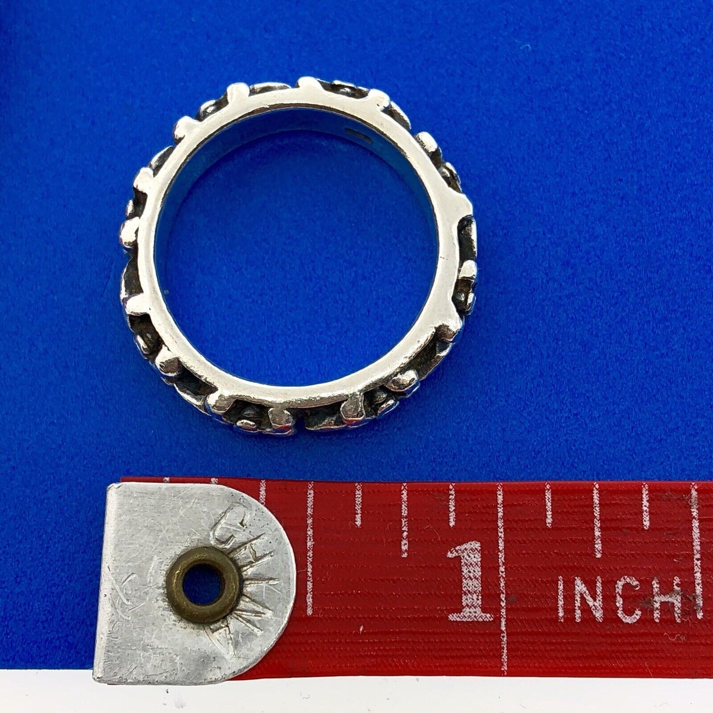 Sterling Silver 925 Fleur De Lis Intaglio Style New Orleans Cigar Band Ring