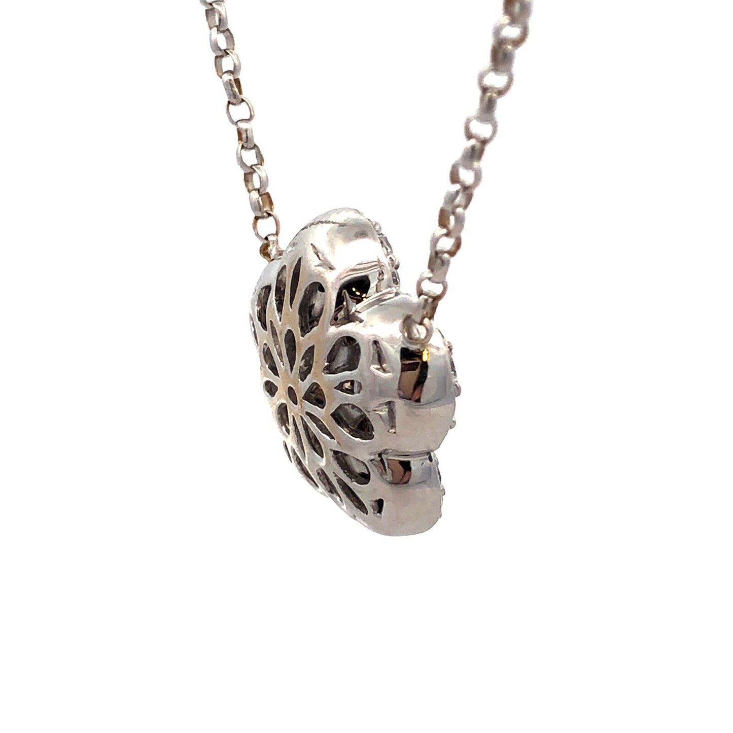 Designer 18K White Gold Champagne & White Diamond Flower Cluster Necklace