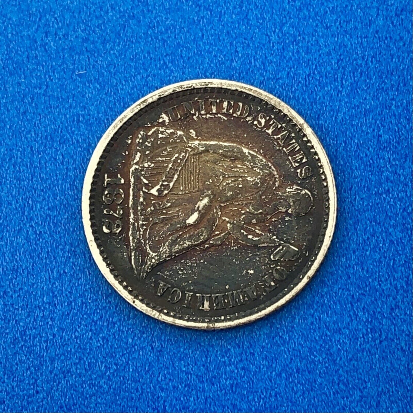 1872 P Silver Seated Half Dime 5c Better Key Nice Rainbow Toning Type Coin