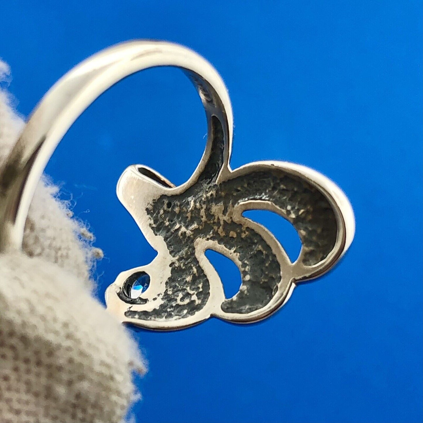 Kabana Modernist Heart 925 Sterling Silver Diamonique Cubic Zirconia CZ Ring