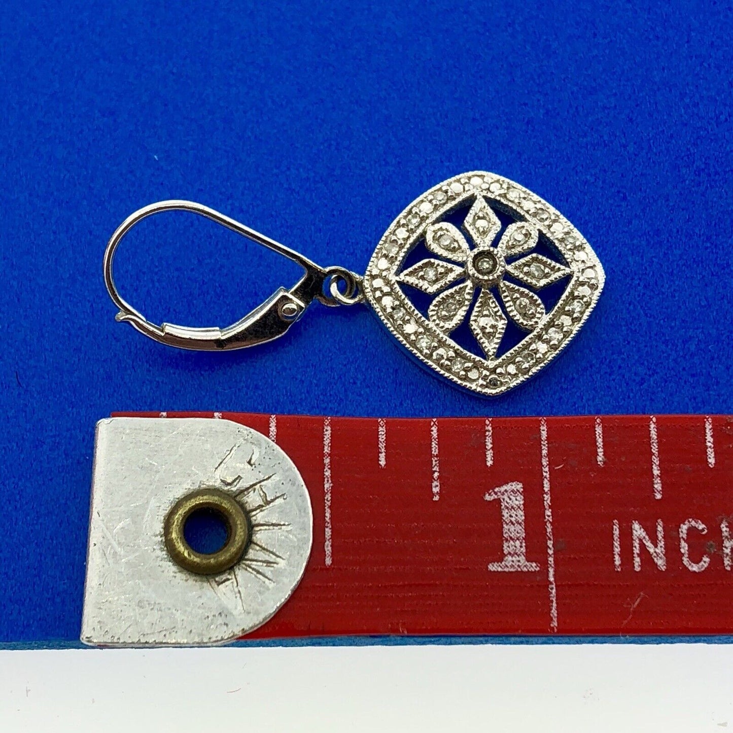 Designer Sterling Silver 925 Diamond Snowflake Flower Cluster Dangle Earrings