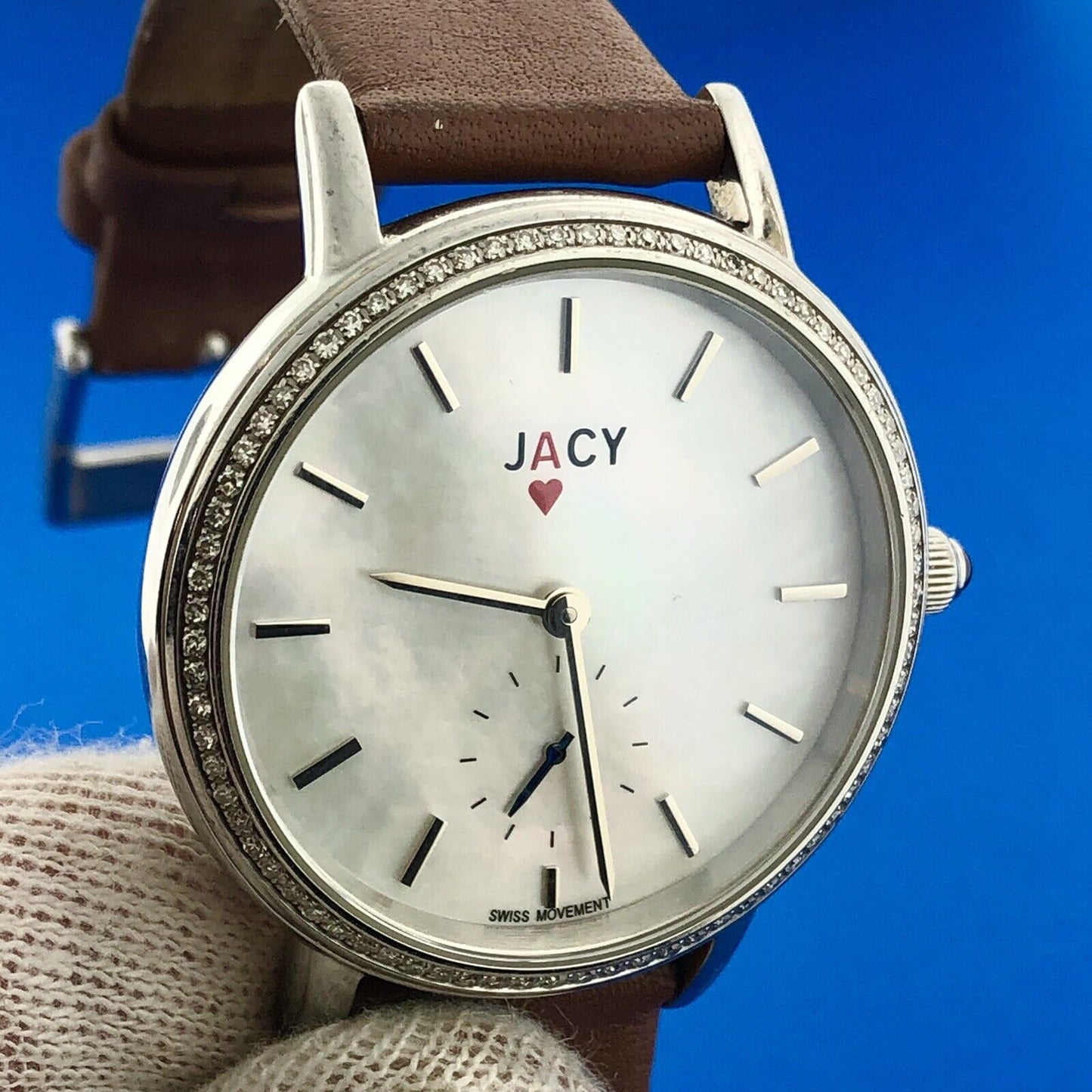 Jacy Ace Jc1000 Mother of Pearl Dial Diamond Accent Manuel Women's Watch