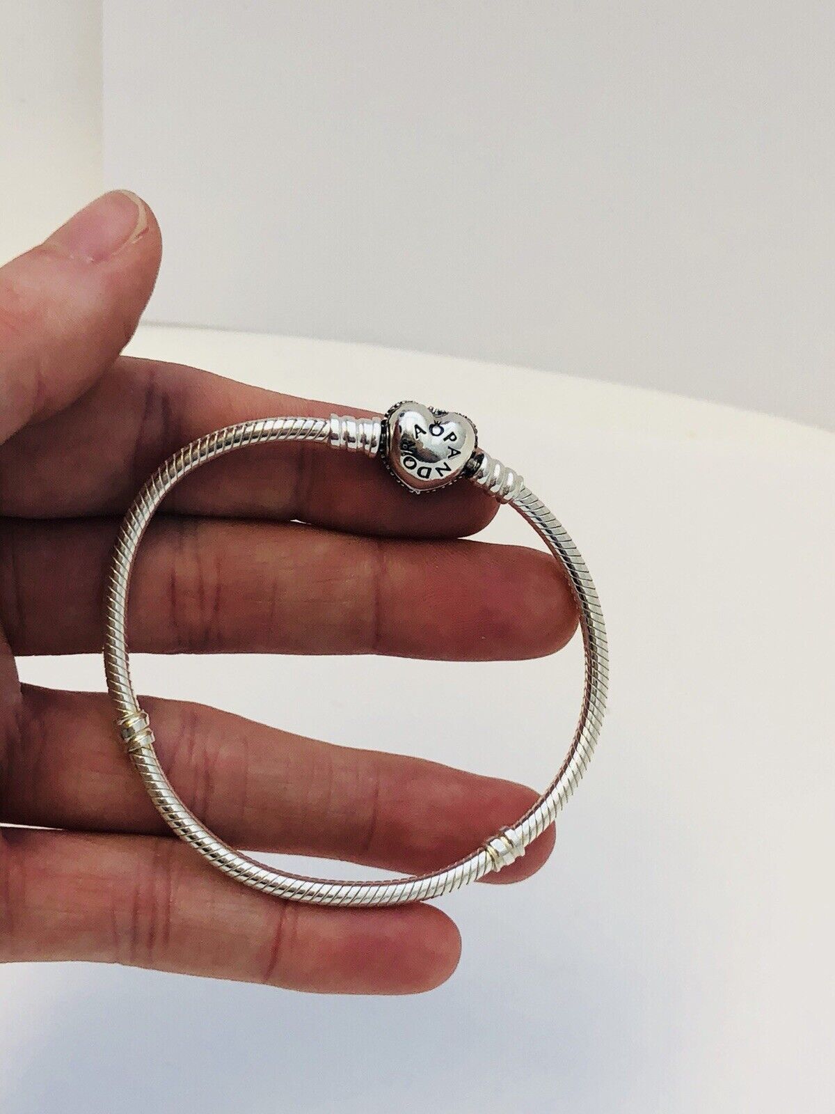 Authentic Pandora 925 Sterling Silver Pave Heart Clasp Charm Bracelet 590727CZ