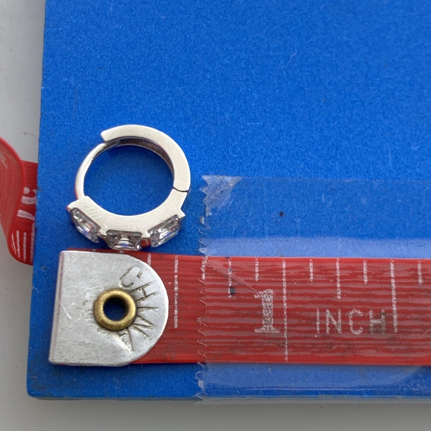 Designer Princess Cut Cubic Zirconia 925 Sterling Silver Huggie Hoop Earrings