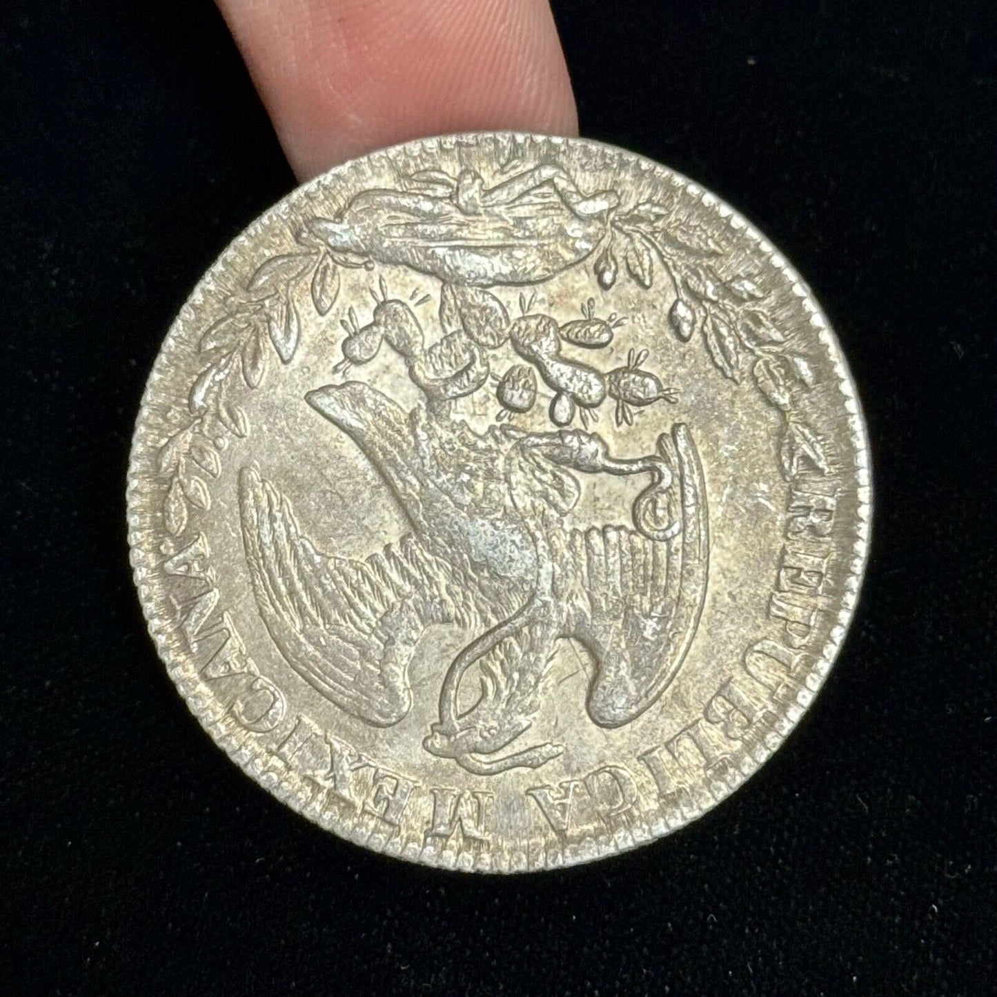 1833 Go Guanajuato MJ Mexico Silver 8 Reales Three Dots After Date Straight J
