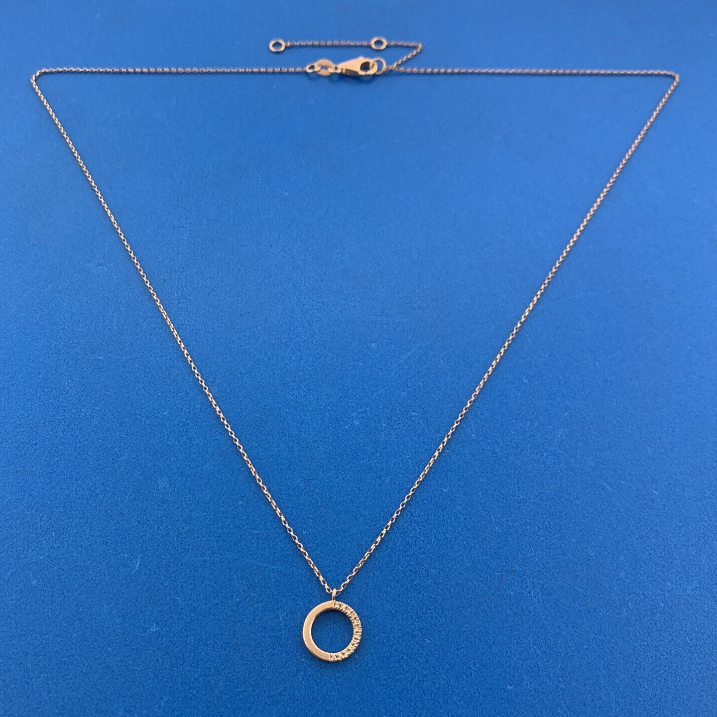 Designer 14K Rose Gold Diamond Infinity Eternity Circle Pendant Necklace