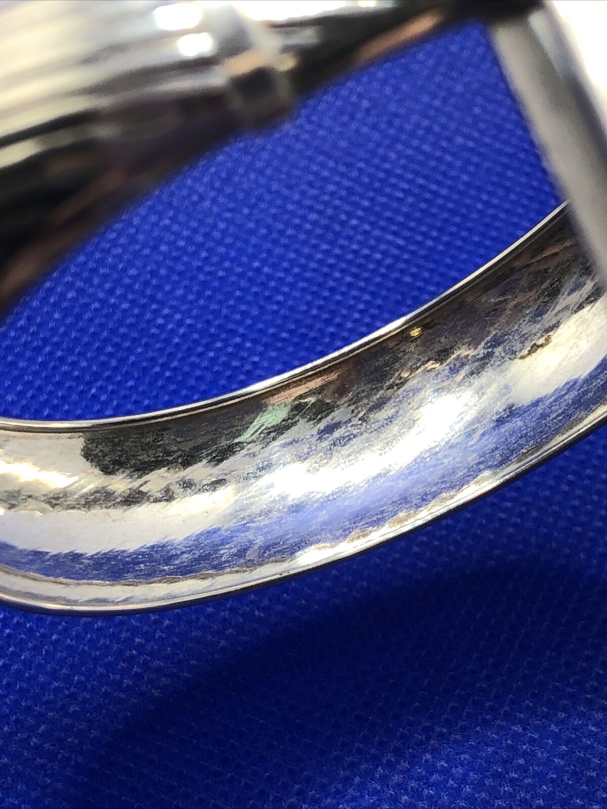 Karizia Spa Italy 925 Sterling Silver Textured Round Wide Bangle Bracelet