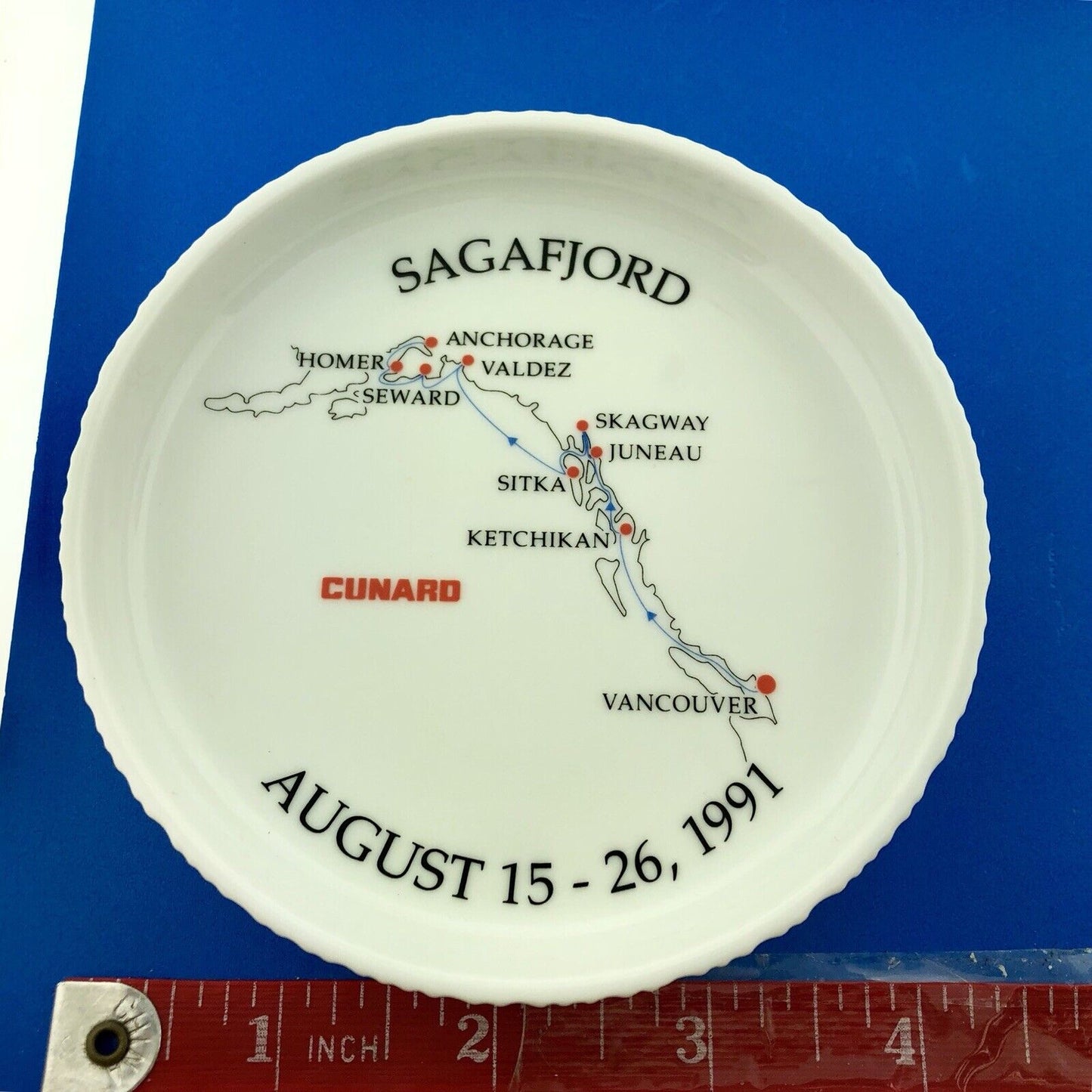 August 15-26, 1991 Cunard Sagafjord Alaskan Cruise Rosenthal Germany Nut Dish